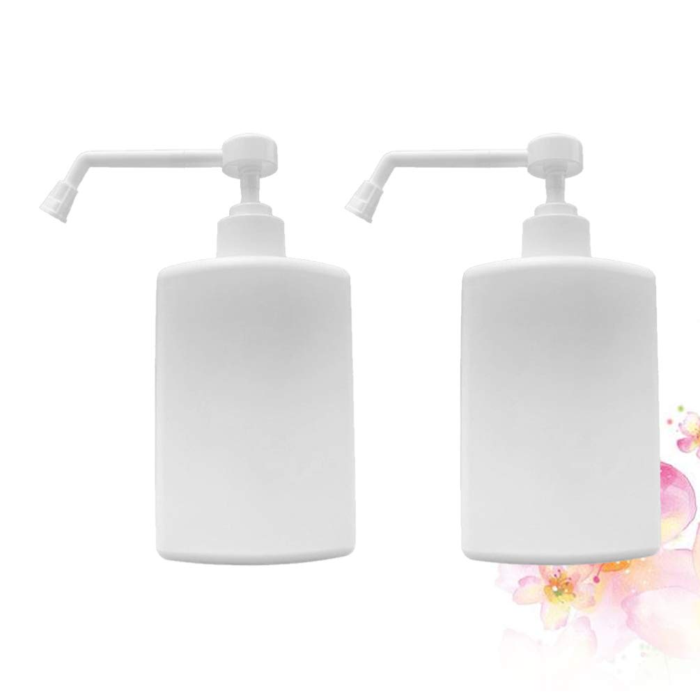 Healifty 2 Pack Long Nozzle Empty Pump Bottles with Cow Straws - Fine Mist Sprayer for Lotion, Hand Soap & Jewelry Making - White Plastic Dispenser Bottles for Home, Salon, and DIY Crafts