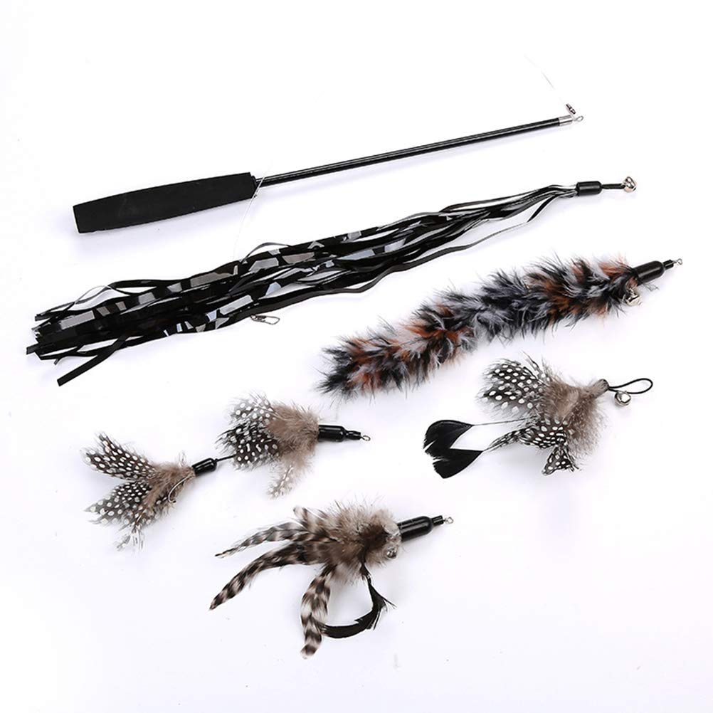 6Pcs Interactive Cat Wand Toys for Kittens - Colorful Teaser & Chaser Toy with Replaceable Heads - Perfect for Playtime, Training & Bonding with Your Pet