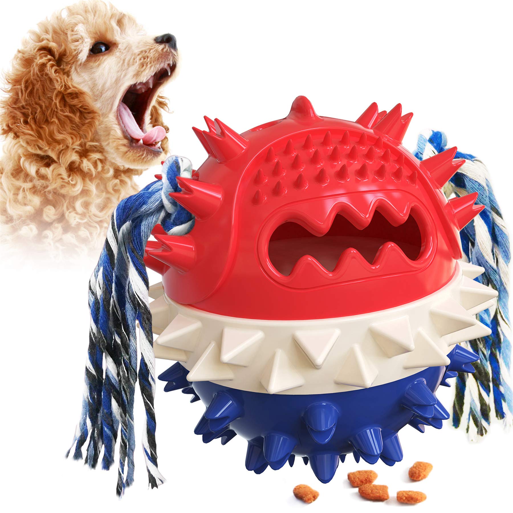 Avaner Interactive Squeaky Dog Chew Toy with Treat Dispenser - Food Leaking Ball for Puppy Training & Teeth Cleaning - Perfect for Playtime, Boredom Relief & Mental Stimulation