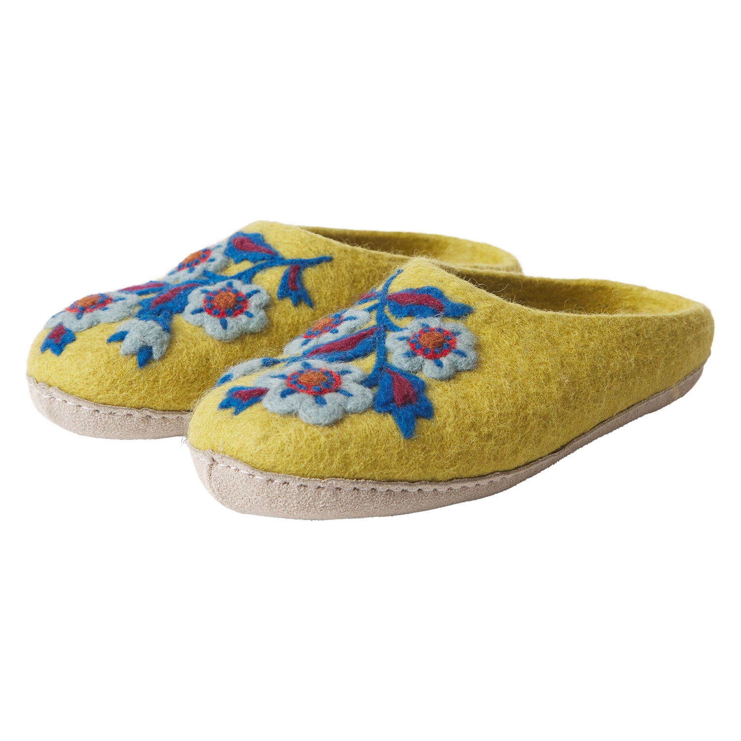 Marie Felt Slippers for Women - Soft Olive Green House Shoes - Cozy Indoor/Outdoor Comfort for Relaxing at Home, Yoga, or Lounging