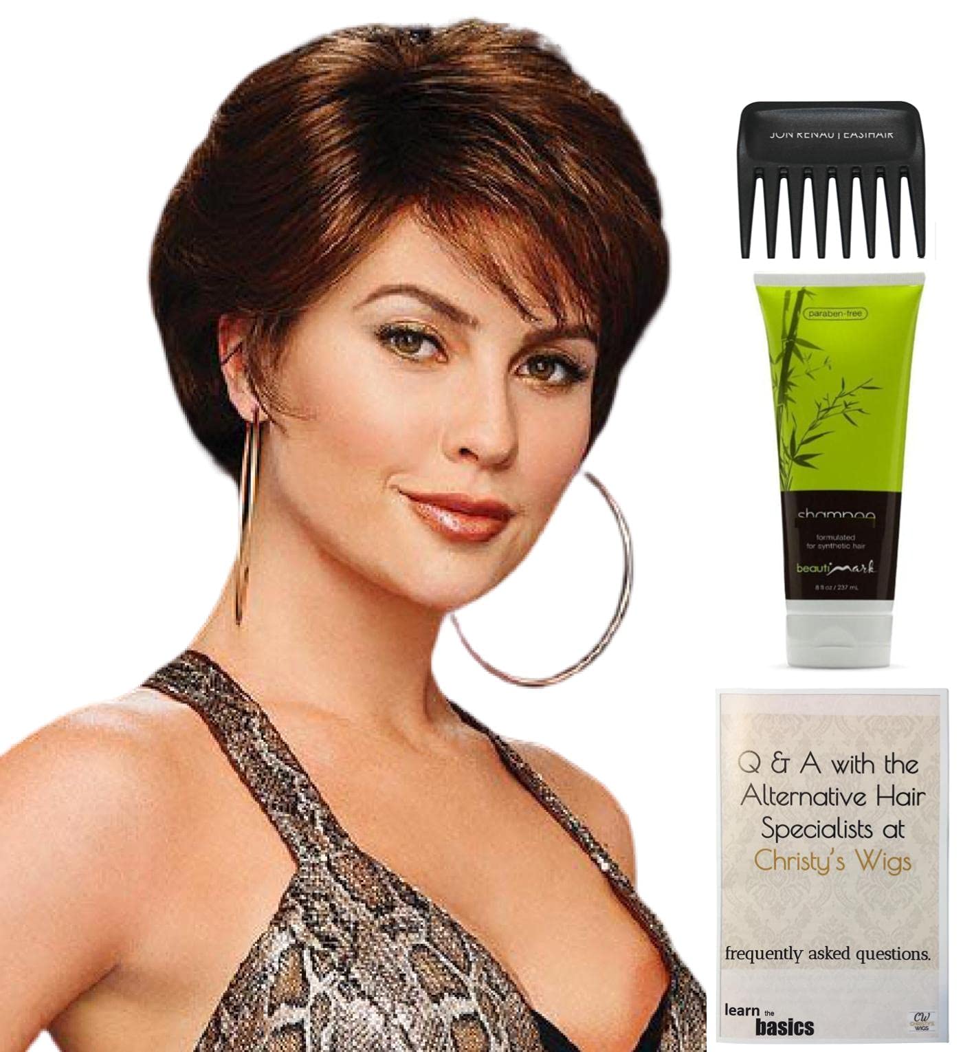 Gabor Carte Blanche Wig Bundle - 4 Items (Wig, Q&A Booklet, Synthetic Shampoo & Wide Tooth Comb) - Color G60+ | Perfect for Cosplay, Costume Parties & Everyday Wear