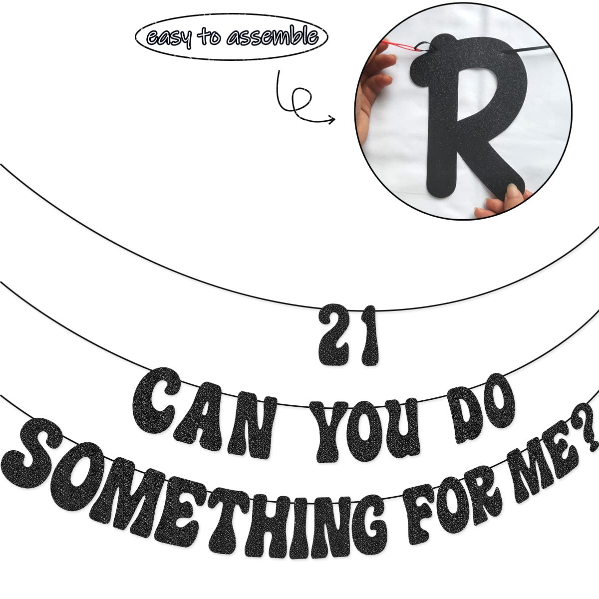 21st Birthday Banner - 'Can You Do Something for Me?' Black Party Decorations for 21st Birthday Celebrations, Home & Office Decor