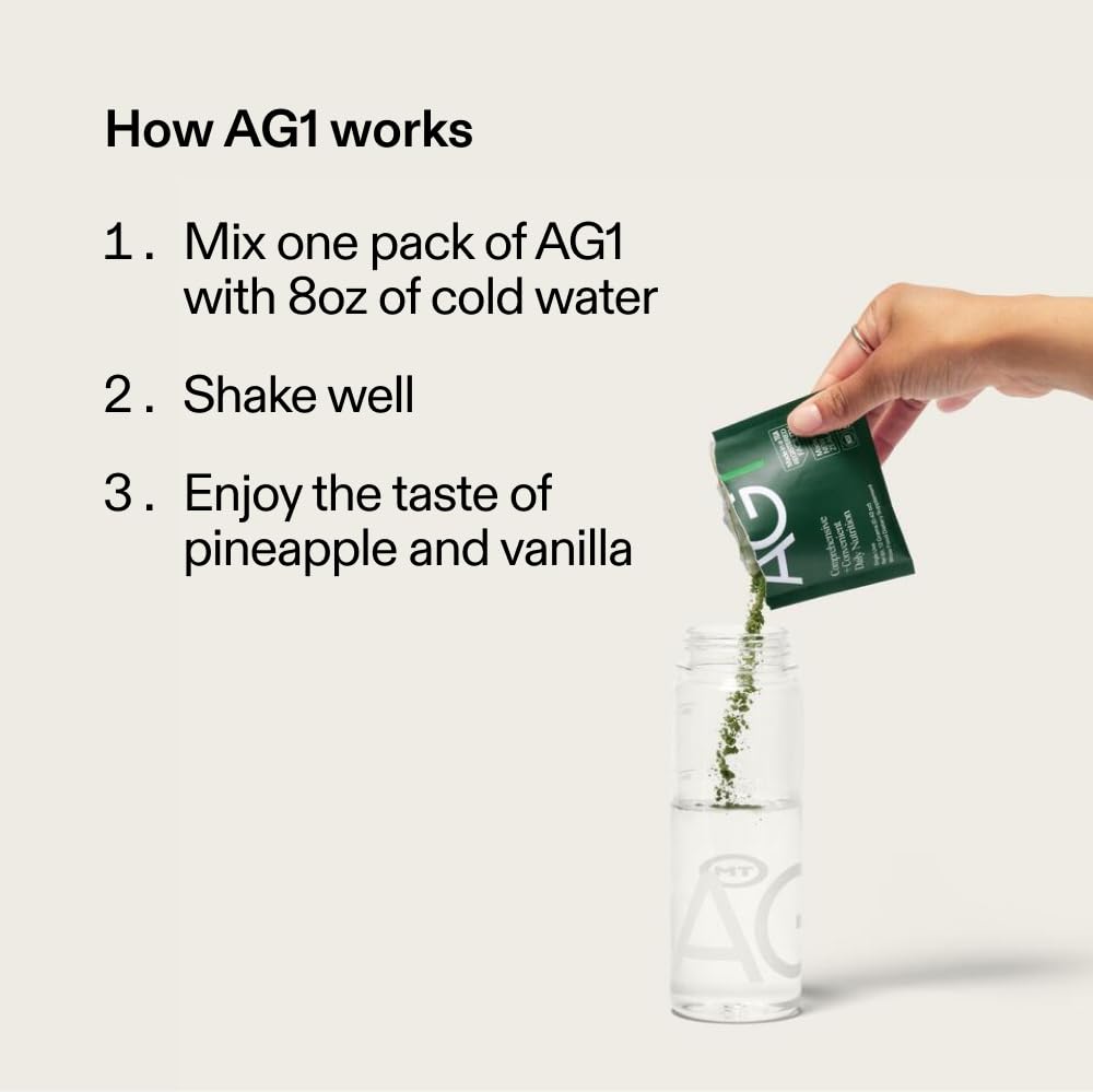 AG1 Athletic Greens Superfood Powder - 75 Vitamins & Minerals for Gut Health, Immunity & Energy | Vegan, Keto, Gluten-Free Multivitamin with Probiotics | Travel Packs (30 Count) for Active Lifestyles, Workouts & Daily Wellness