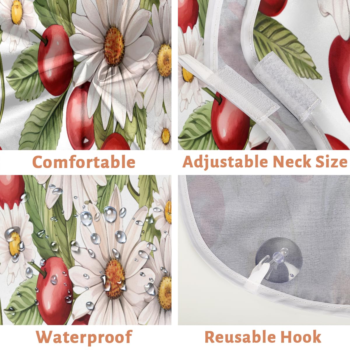 Cherry Print Beard Bib for Men - Waterproof Shaving Apron with Sink Catcher, Hair Dye & Makeup Cape for Barbers & Stylists - Perfect for Home Grooming, Salon Use & Gift Giving