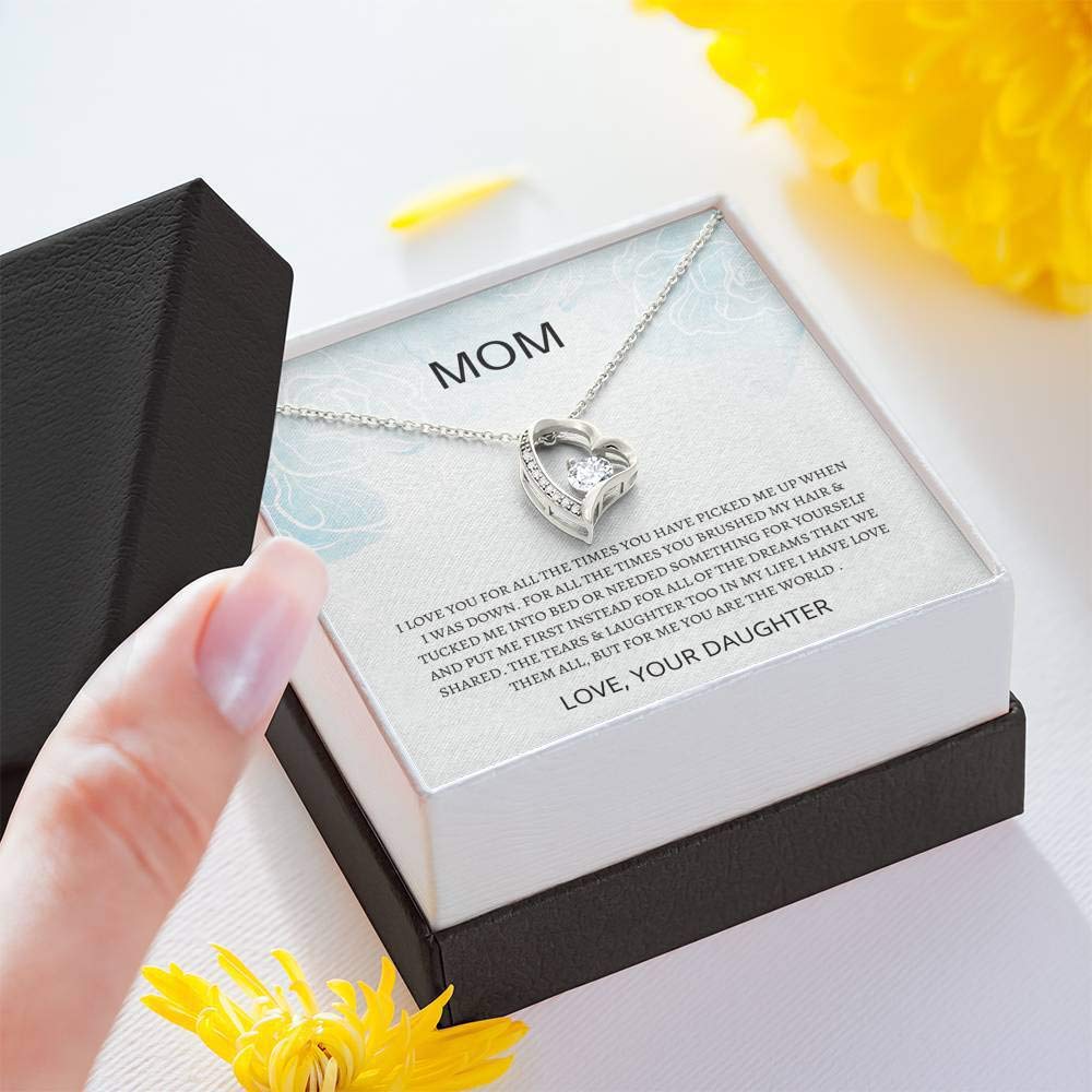 Forever Love Necklace for Mom - Heartfelt Mother's Day Gift from Daughter, Sterling Silver Mom Jewelry with Gift Card | Perfect for Birthday, Anniversary & Special Occasions