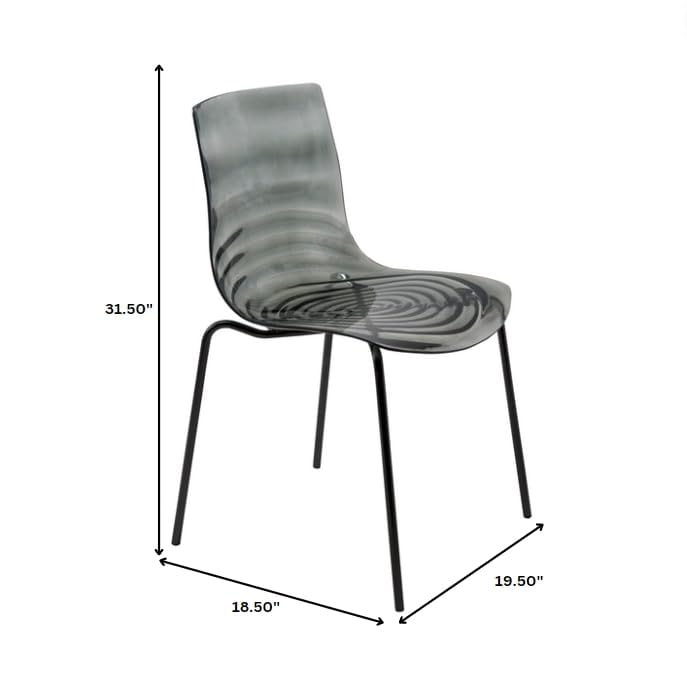 LeisureMod Astor Modern Acrylic Lucite Dining Chairs Set of 2 - Water Ripple Design with Chrome Metal Legs for Contemporary Dining Room, Kitchen, Office & Small Spaces - Perfect for Modern Home Decor & Compact Living Areas