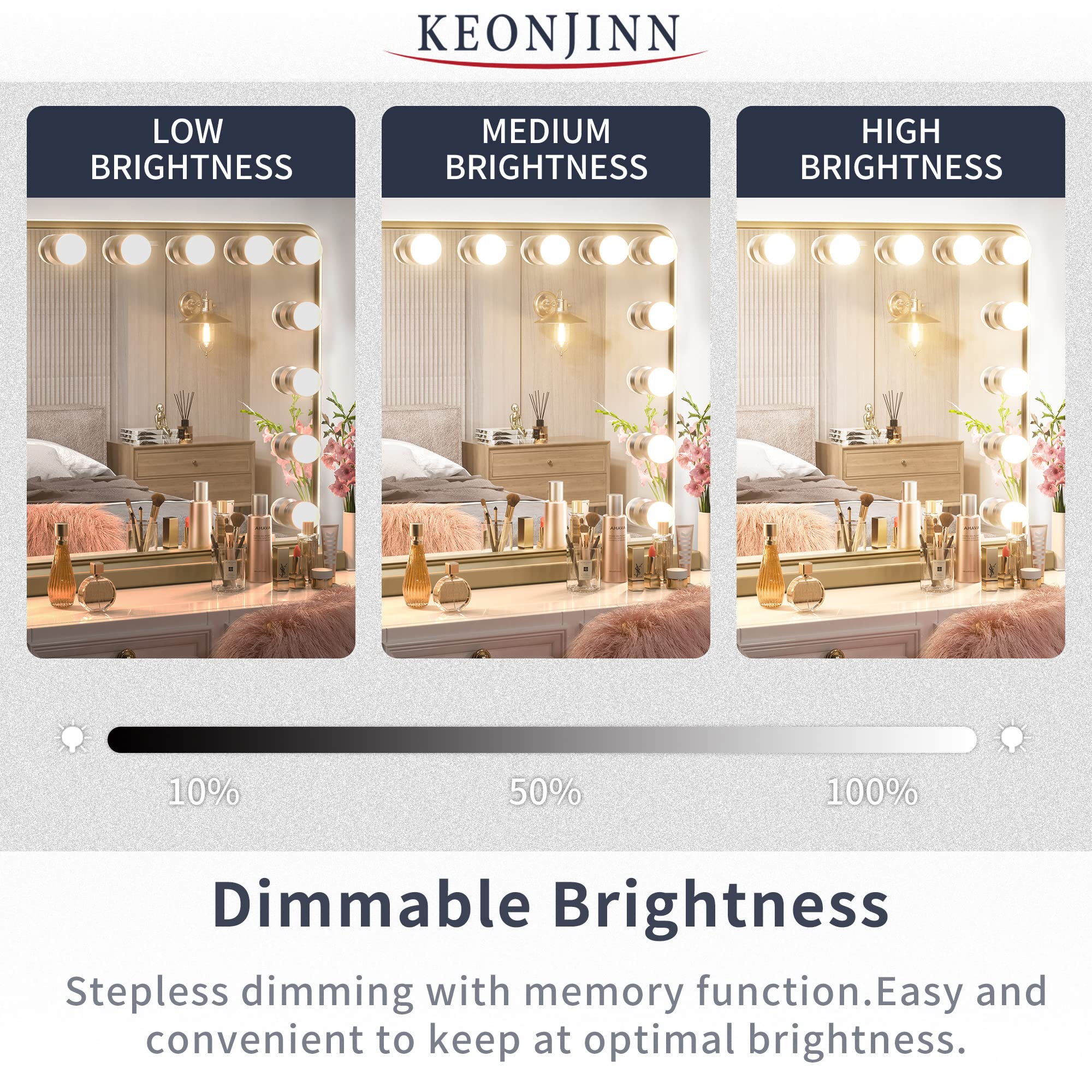 Keonjinn 15-LED Hollywood Makeup Mirror with 3 Color Lights & USB Charging - 23