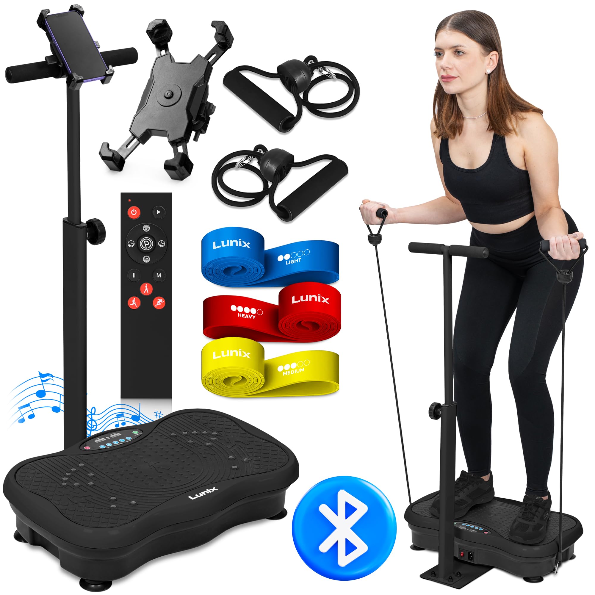 Lunix LX18 Whole Body Vibration Plate with Handles & Magnetic Therapy - Power Plate Exercise Machine for Lymphatic Drainage, Home Workout & Fitness - Includes Phone Holder & Remote (Ideal for Home Gym, Physical Therapy & Weight Loss)
