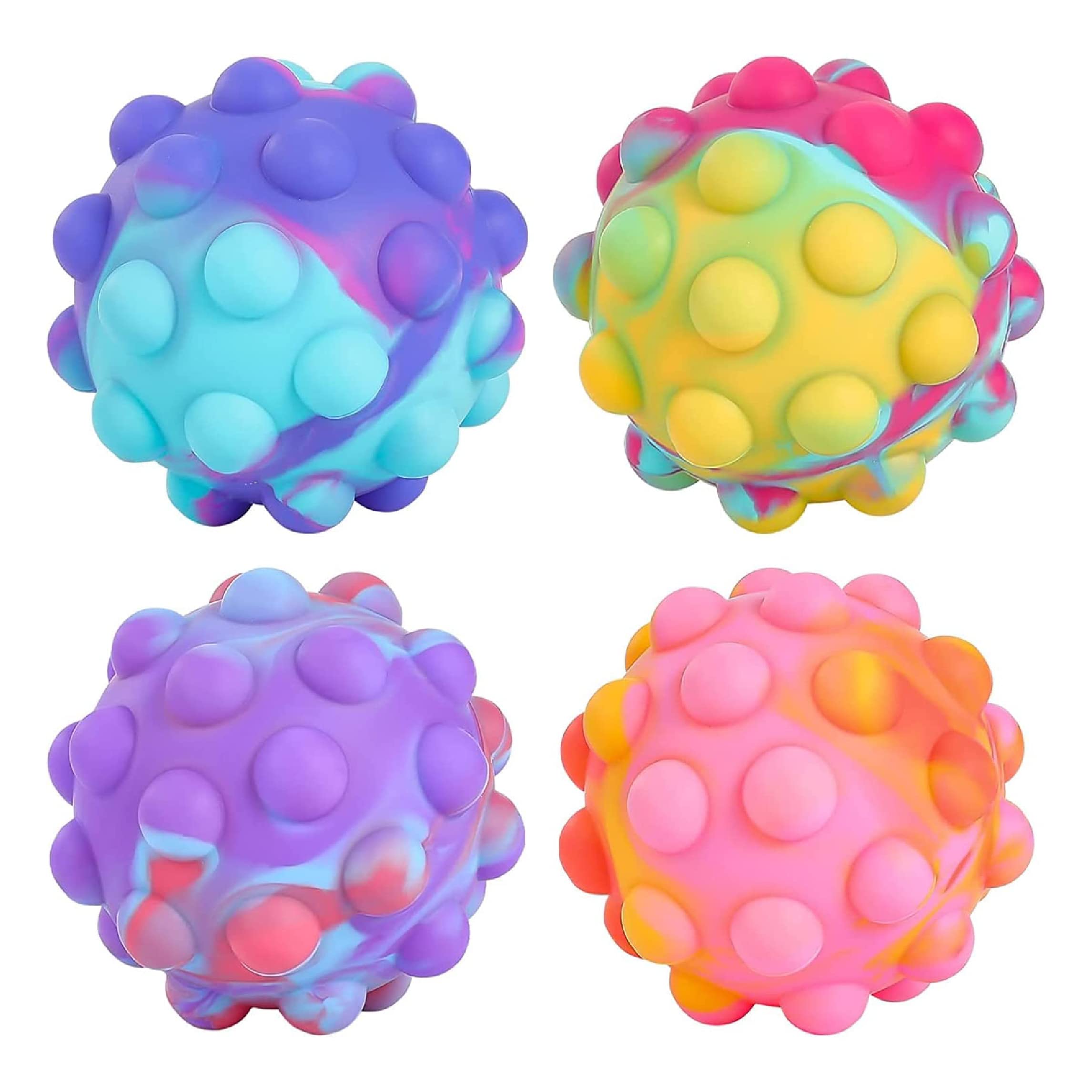 Bulk Fidget Toys Pop It Balls - 4 Pack Squishy Stress Relief Ball Popper Toy for Kids - Small Pop Its Party Favors, Perfect for Parents, Classrooms, and Sensory Play