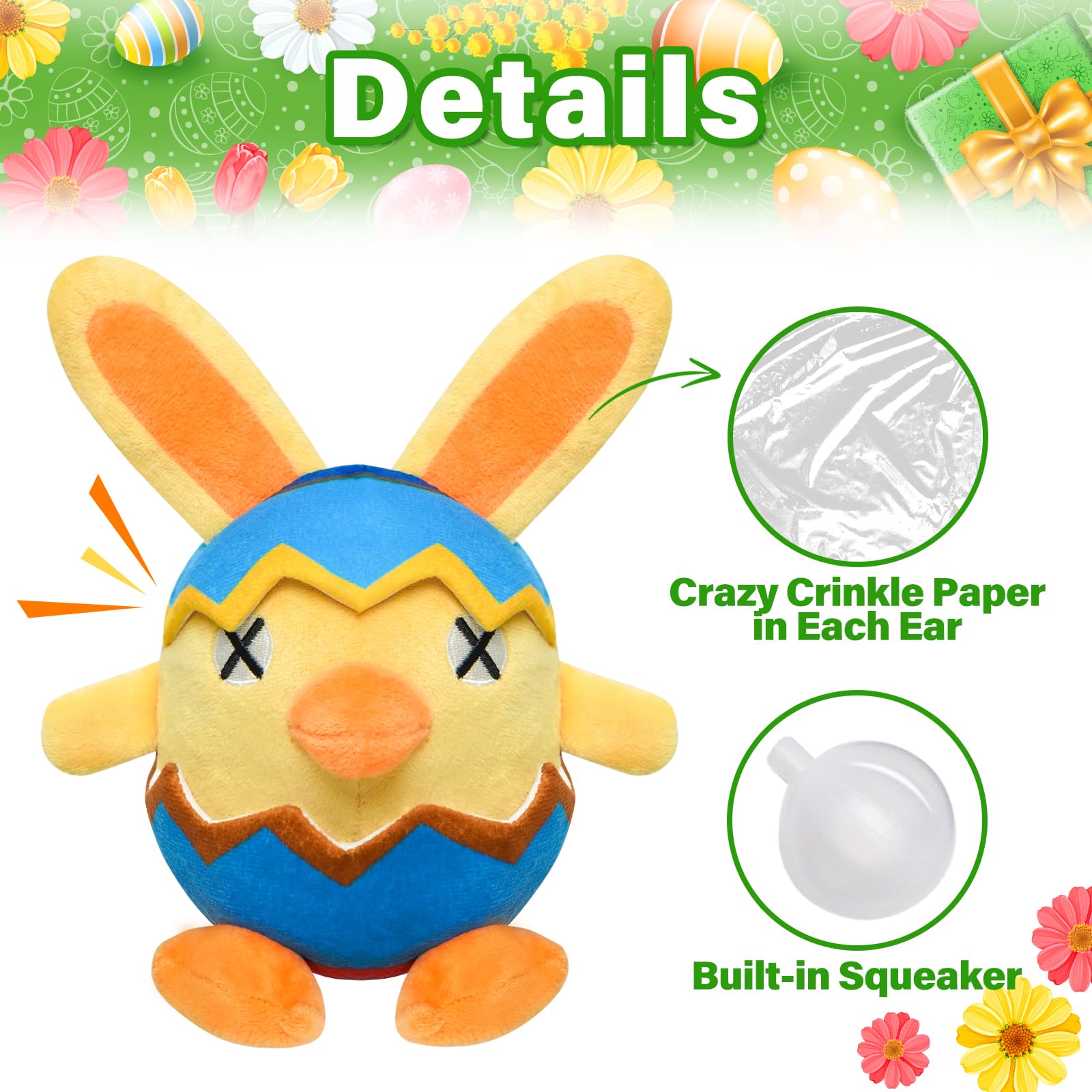Easter Plush Squeaky Dog Toys - Bunny Shaped Soft Stuffed Chew Toys for Small, Medium & Large Dogs - Perfect Easter Gift for Pets & Fun Playtime at Home