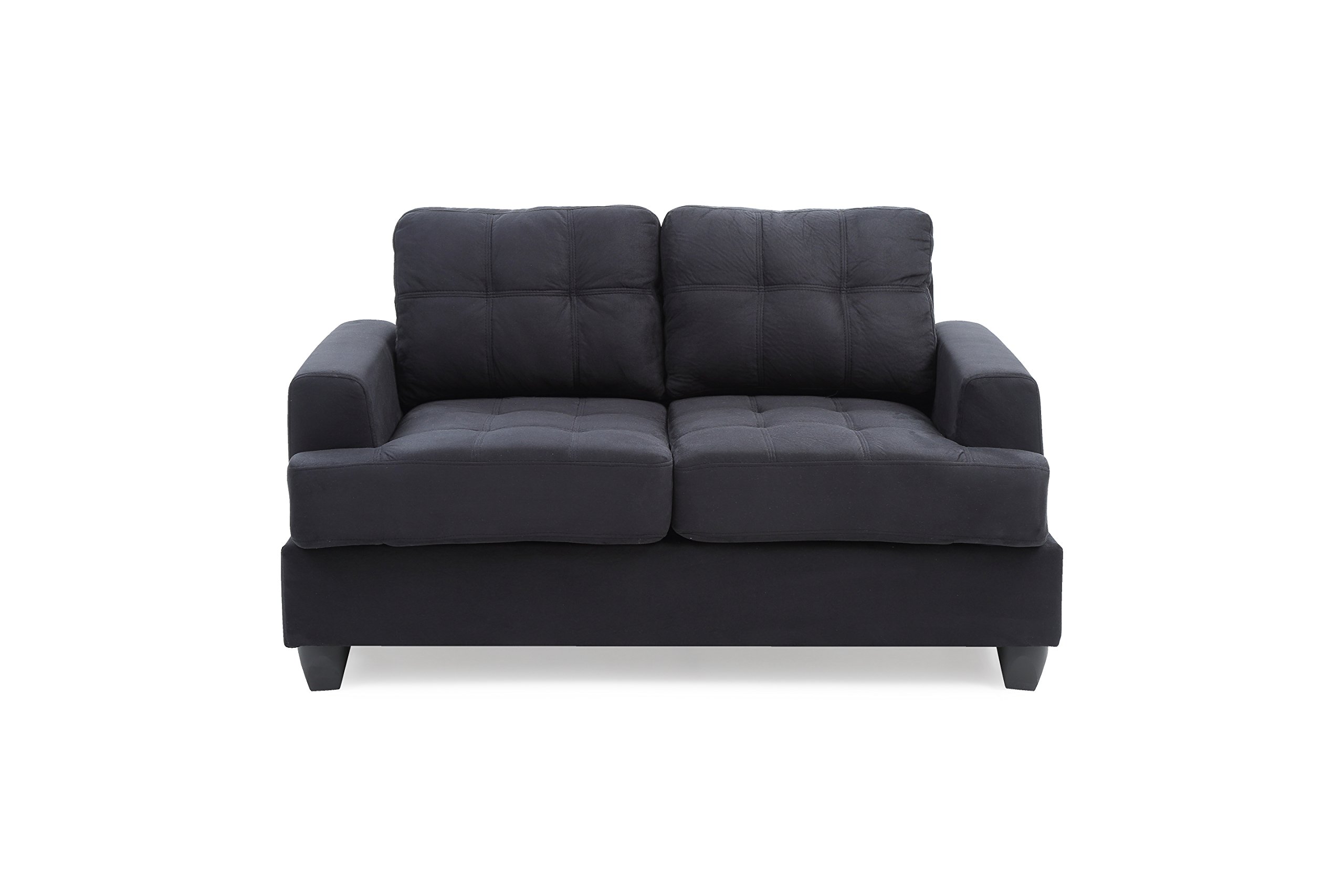 Premium Black Suede Upholstered Love Seat - Modern 2-Seater Sofa for Living Room, Lounge & Small Spaces - Comfortable Couches for Apartments, Dorms & Cozy Home Decor