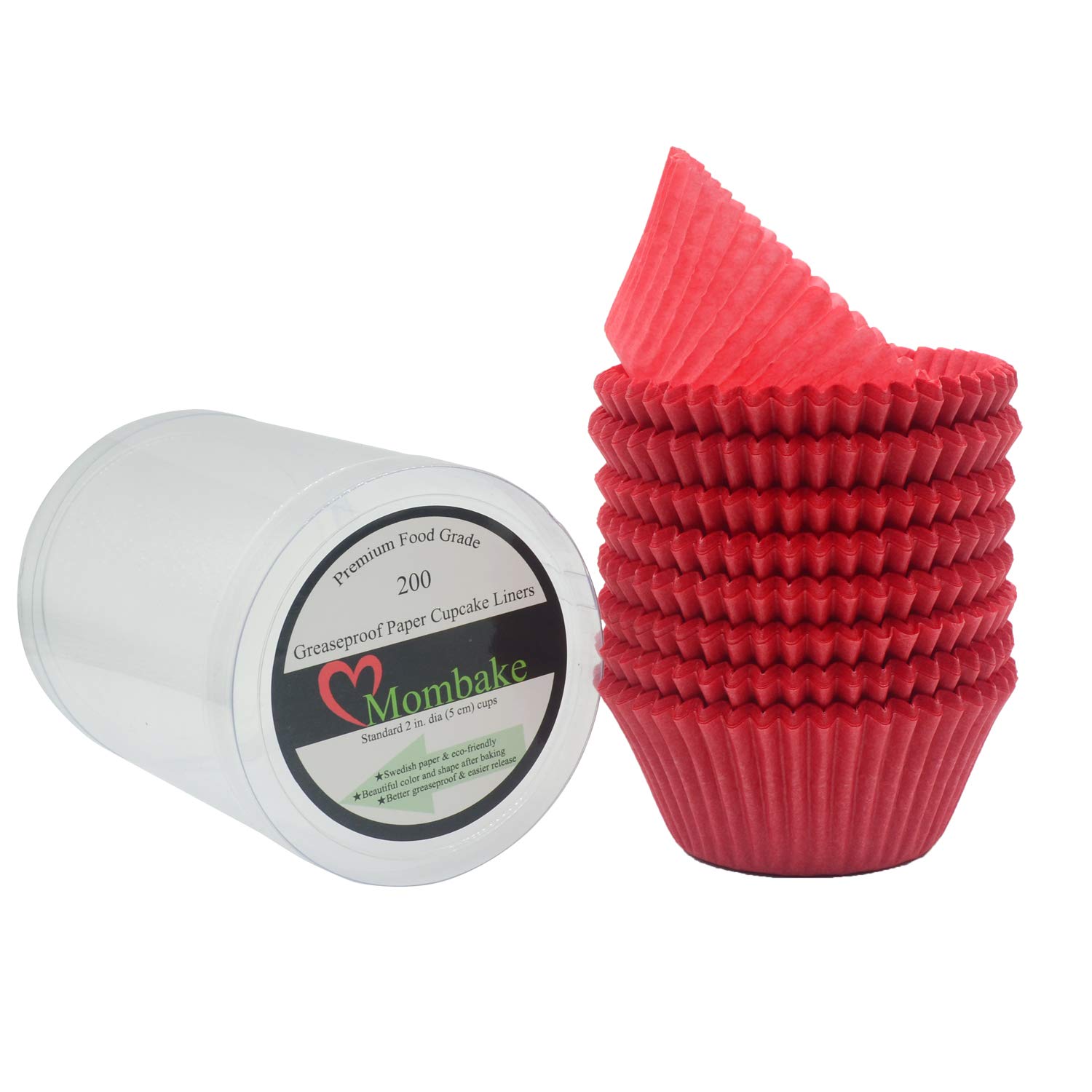 Premium Red Greaseproof Cupcake Liners - Standard Size Muffin Baking Paper Cups (200 Count) for Home Baking, Party Decorations & Professional Bakeries