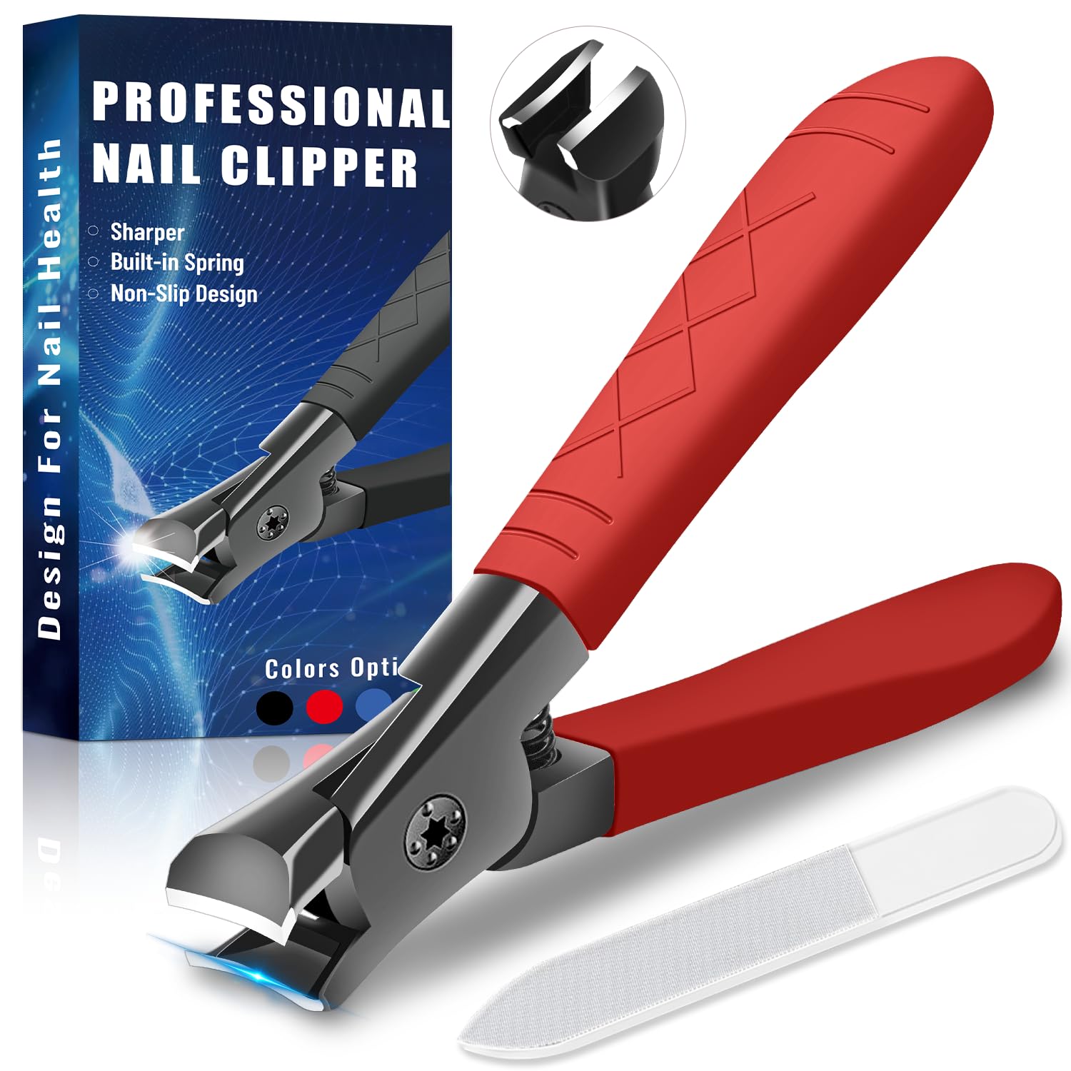Heavy Duty Nail Clippers for Thick Nails - Professional Large Toenail Clippers for Men & Seniors - Non-Slip Long Handle Design - Perfect for Pedicures, Grooming Kits & Travel Essentials