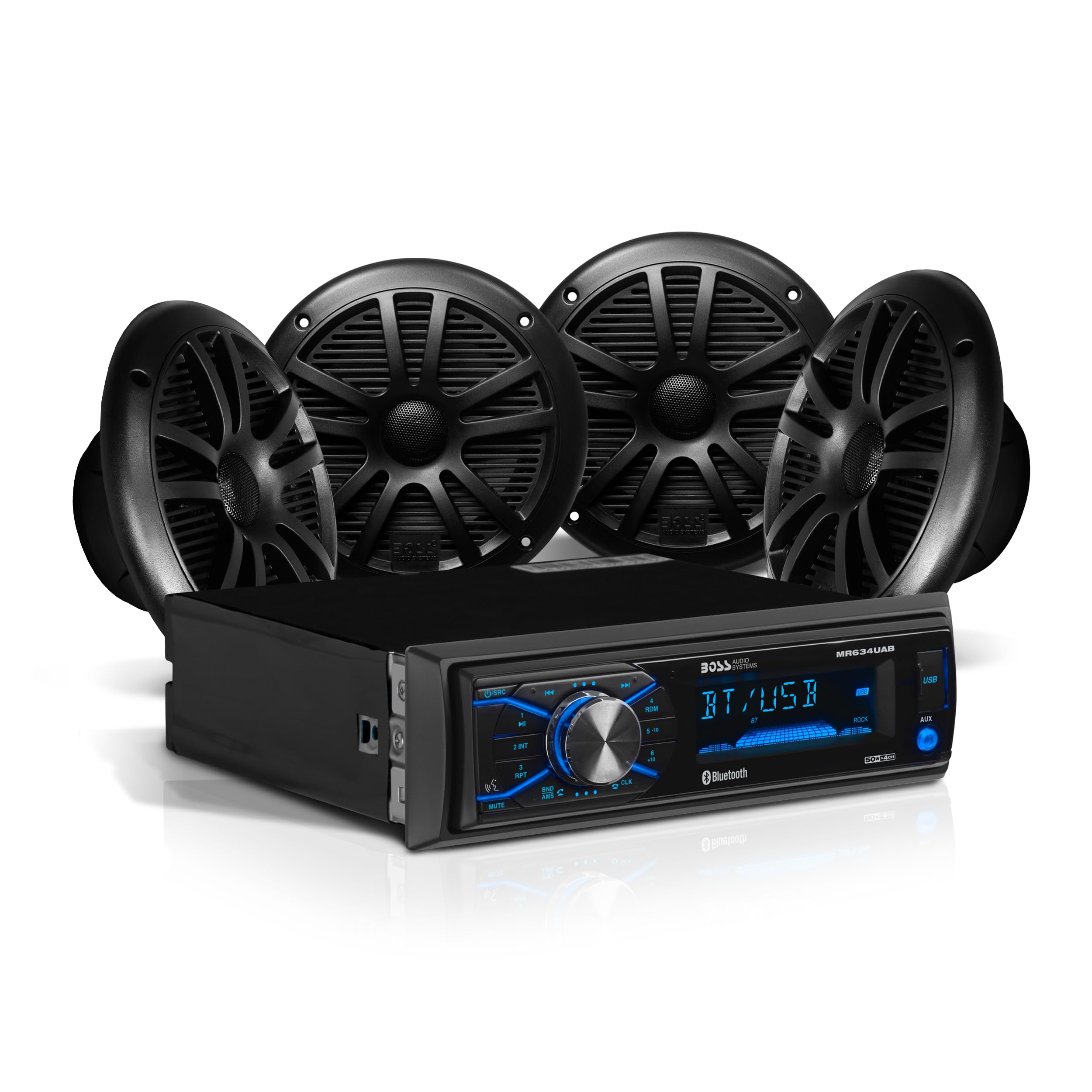BOSS Audio Systems MCBK634B.64 Marine Boat Bluetooth Stereo System with 6.5 Inch Waterproof Speakers - AM/FM Radio Receiver, No CD/DVD Player, Dipole Antenna - Perfect for Boating, Fishing & Outdoor Water Activities