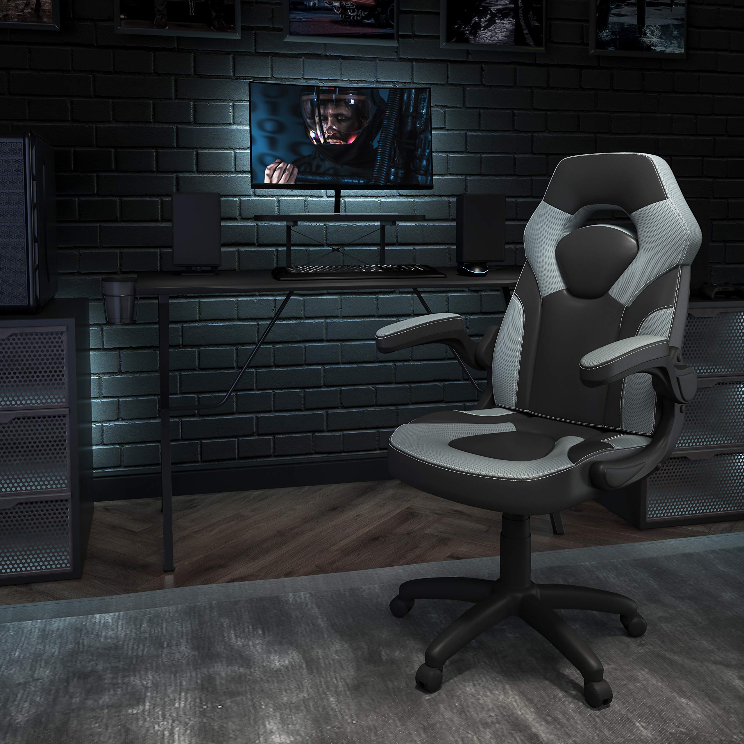 Black Gaming Desk Set with Cup Holder & Headphone Hook - Perfect for PC Setup
