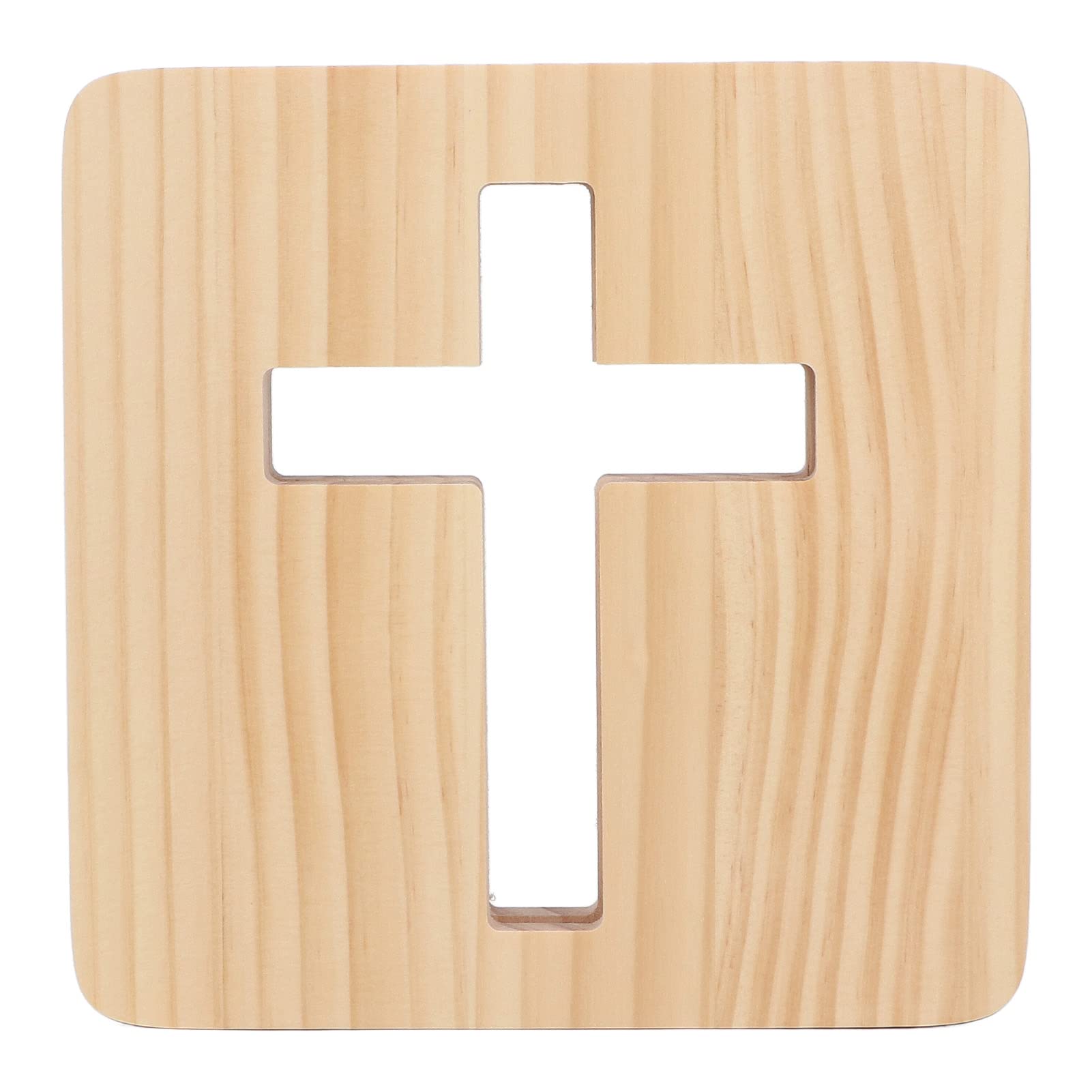 Zerodis Wooden Night Light - Hand Carved Crucifix Hollow Design, 3D Table Desk Bedside Lamp for Nursery & Kids Room | Perfect Bedtime Lighting, Home Decor & Gift for Christenings