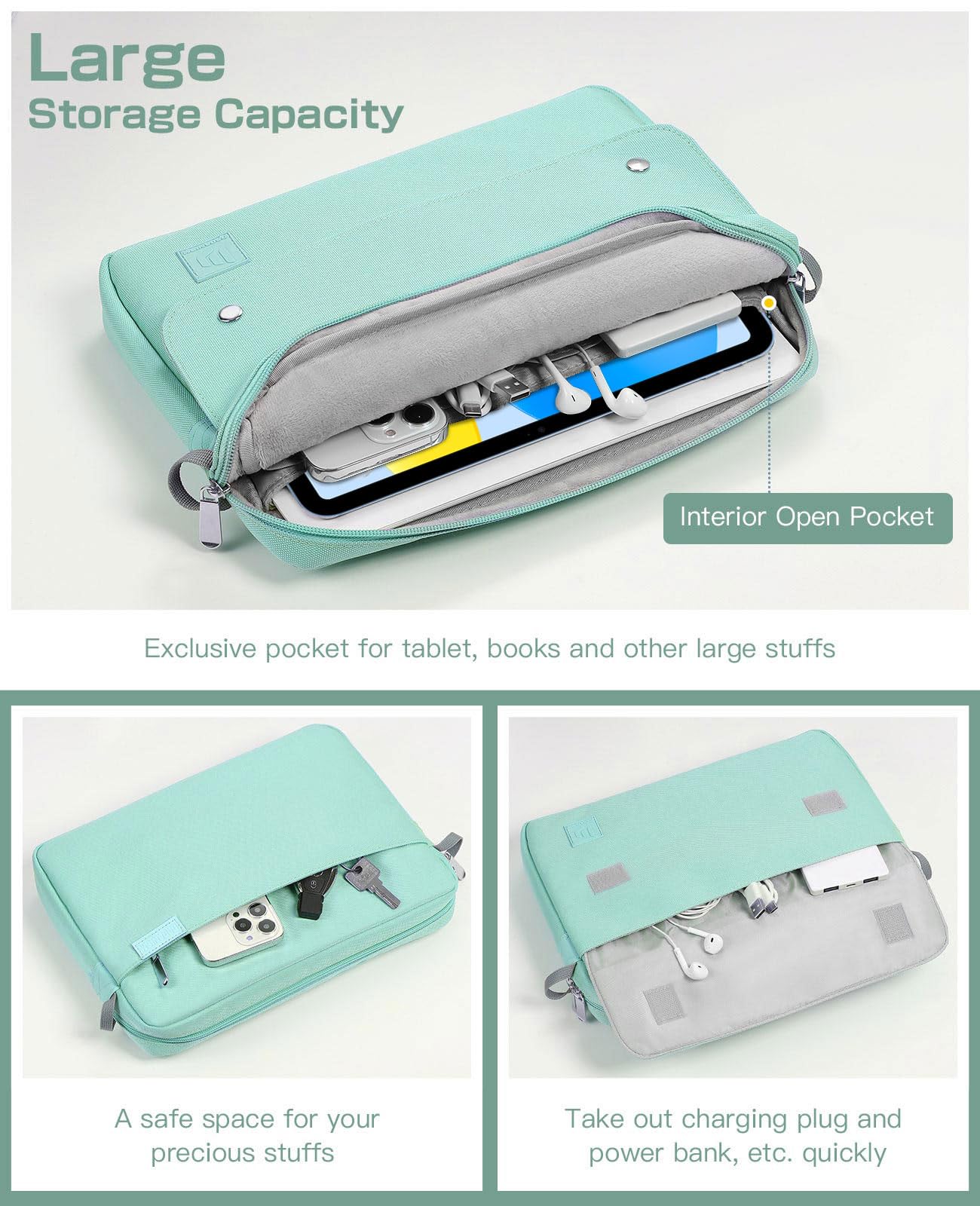 Premium Tablet Carrying Case with Handle & Adjustable Shoulder Strap - Compatible with iPad Air 5 11