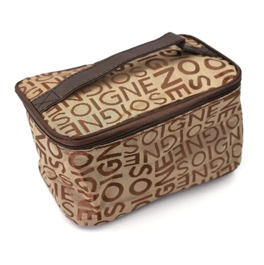 Home Brillinat Small Makeup Purse - Travel Cosmetic Bag with Zipper, Vanity Box for Women (1pc, Brown) | Perfect for Travel, Daily Use & Gift Giving