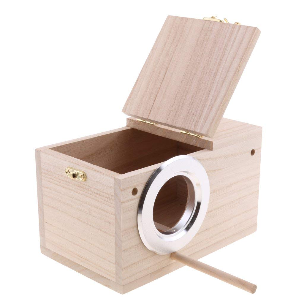 Inzopo Solid Wood Budgie Nest Box - Natural Wooden Bird House for Budgies, Lovebirds & Parakeets | Safe Breeding & Nesting Box for Pet Birds | Perfect for Aviaries, Cages & Bird Sanctuaries
