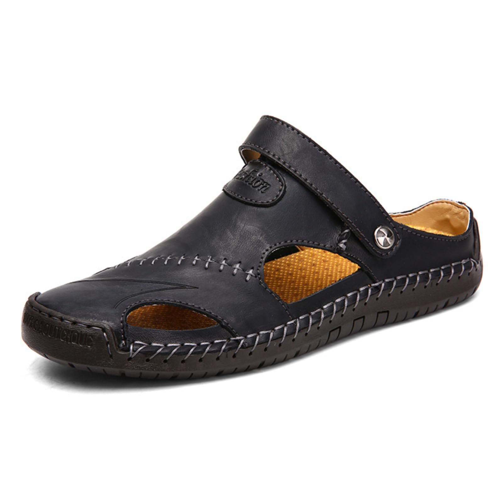 VAVENI Men's Summer Sandals - Breathable Beach Shoes, Casual Slippers with Stitched Design, Sizes 38-48 | Perfect for Beach Vacations, Poolside Lounging & Summer Outdoor Activities