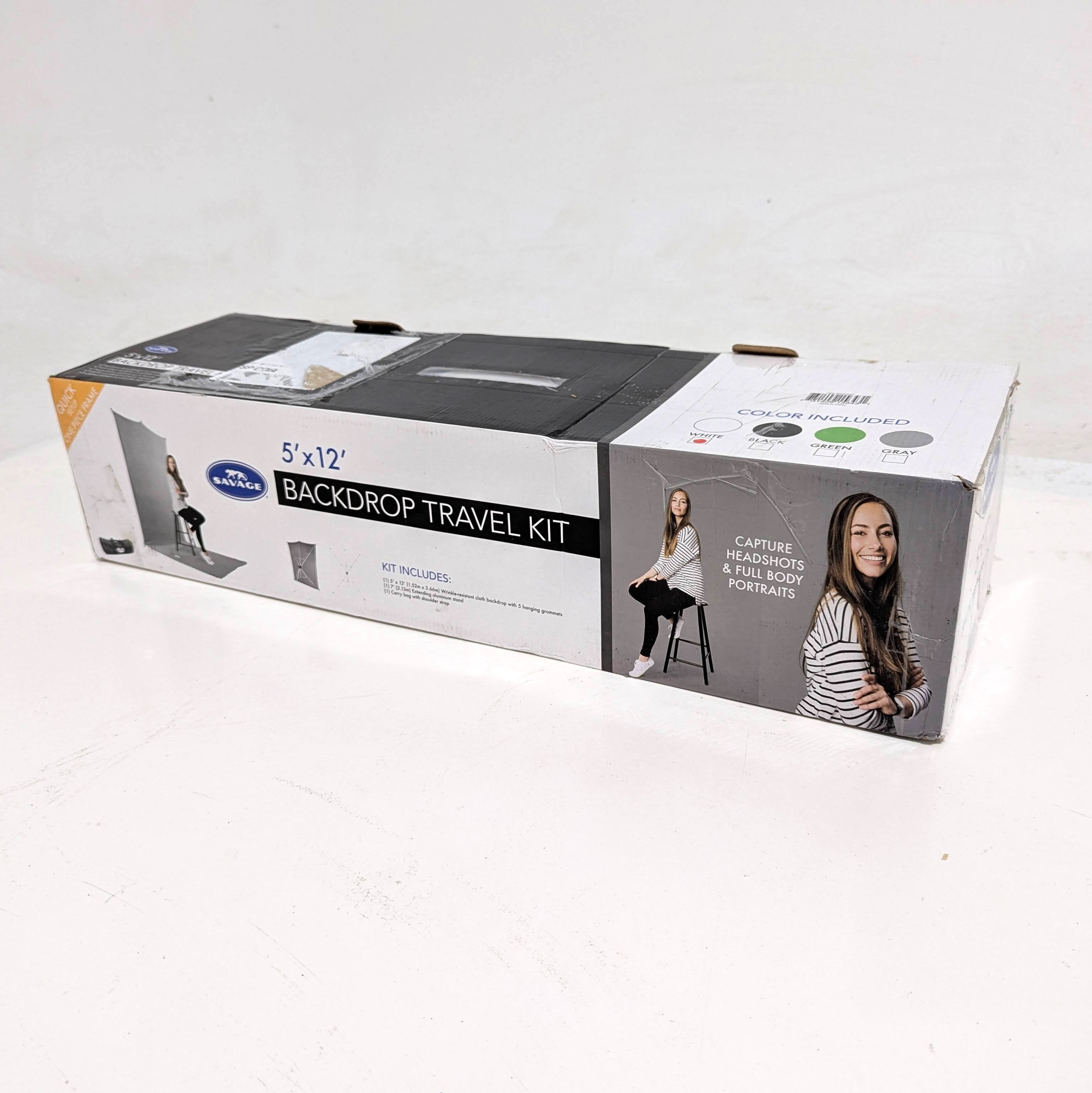 Open Box Excellent Condition Savage Backdrop Extended Travel Kit - White 5x12 ft - Perfect for Photography, Videography & Studio Backgrounds