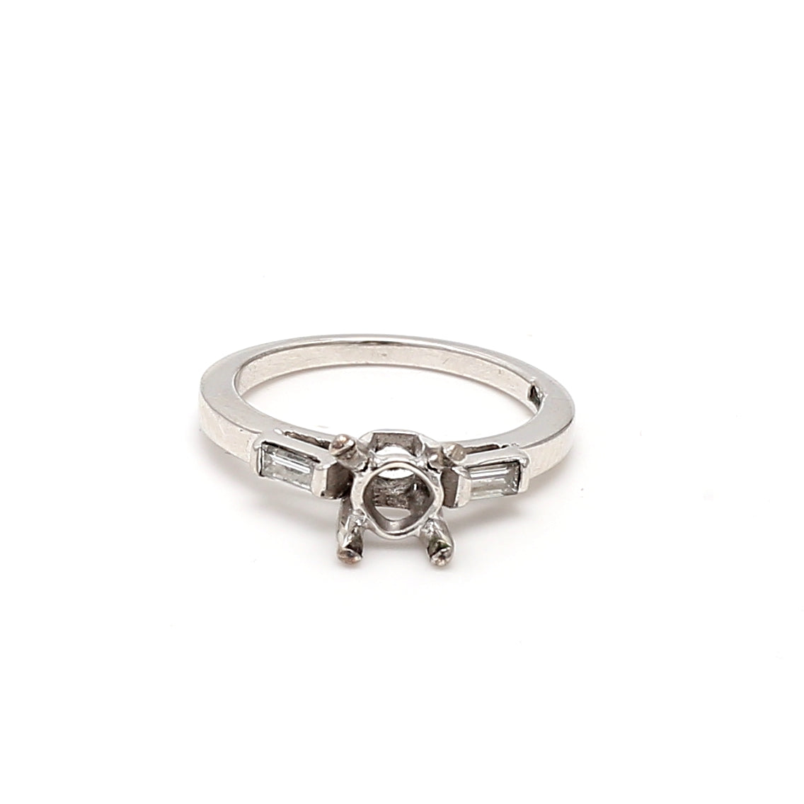 0.20 Carat Baguette Shape J SI1 Diamond Platinum Semi Mount Ring - Elegant Wedding Band, Engagement Ring Setting for Women, Perfect for Proposals & Anniversaries