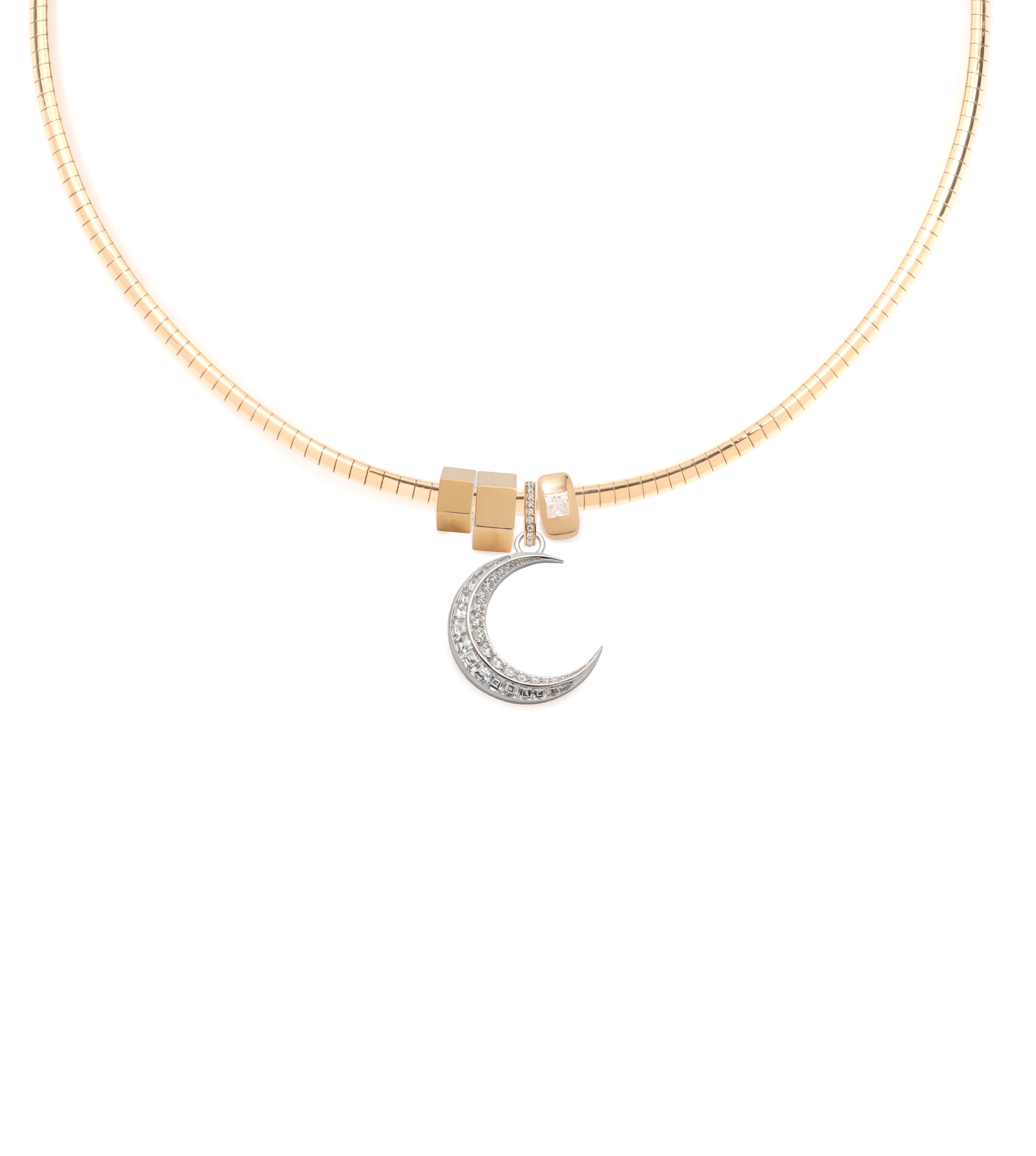 Diamond Gemstone Crescent Moon Necklace - Elegant Sleek Collar Pendant for Women | Perfect for Valentine's Day Gifts, Anniversary Presents & Everyday Jewelry