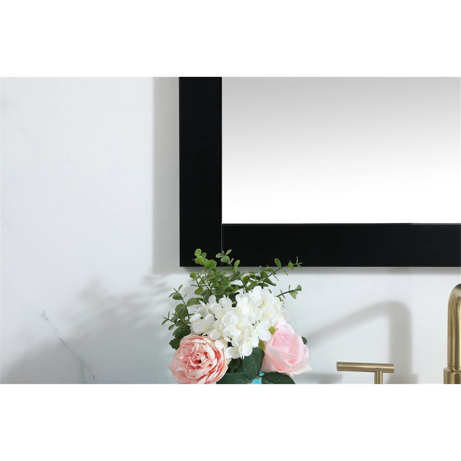 Elegant Black 30x36 MDF Metal Vanity Mirror for Bathroom Decor