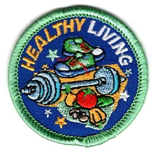 Healthy Living Iron On Patch for Fitness & Exercise - Motivational Embroidered Badge for Workout Clothes, Jackets & Backpacks
