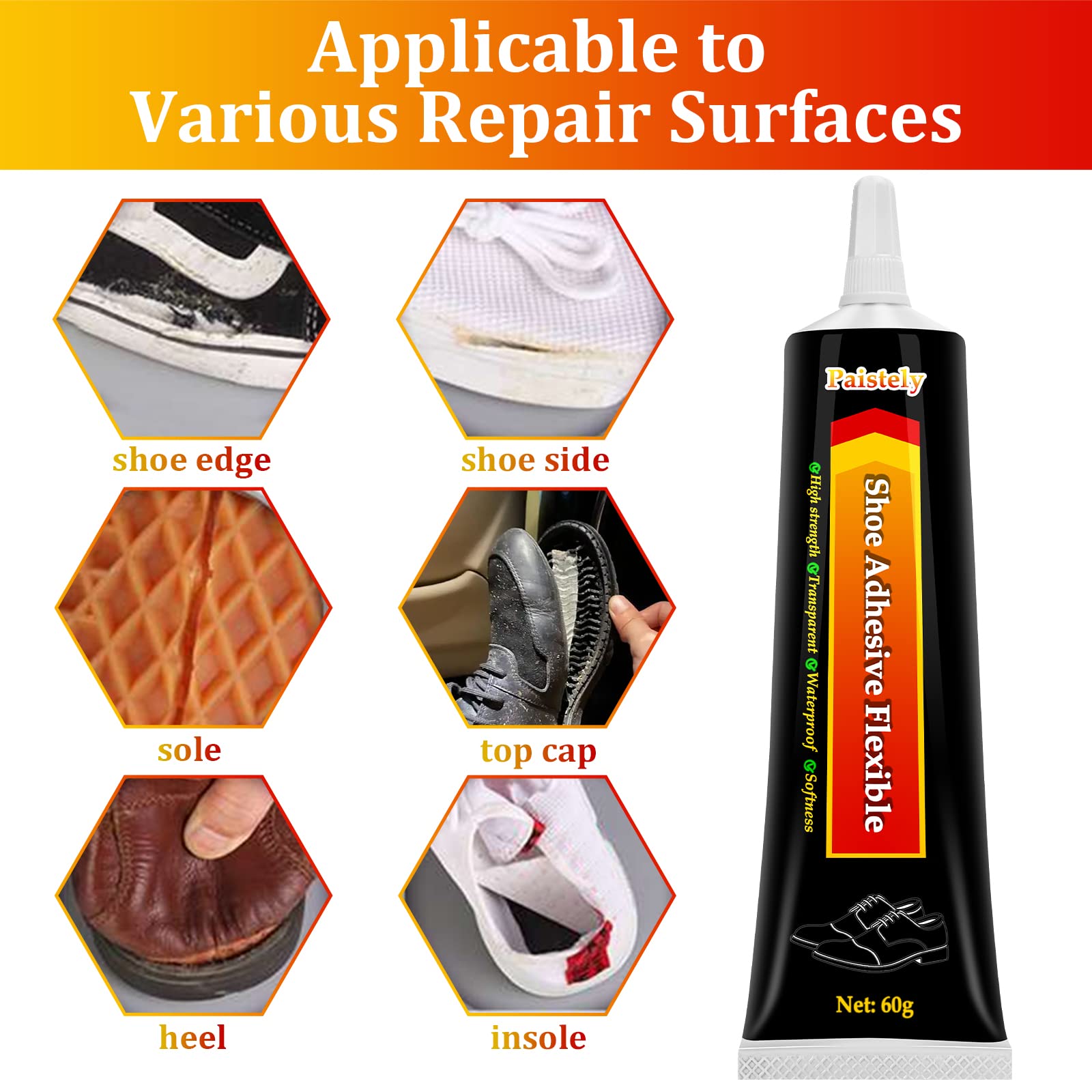 Best Transparent Shoe Glue for Sole Repair - Strong Adhesive for Shoes, Boots & Leather (60g) - Perfect for DIY Shoe Fixes, Boot Restoration & Leather Craft Projects