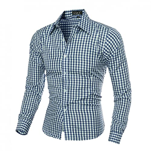 WEUIE Men's Slim Fit Plaid Dress Shirt - Long Sleeve Button Down Business Shirt for Office, Work & Formal Occasions | Perfect for Business Meetings, Interviews and Professional Events