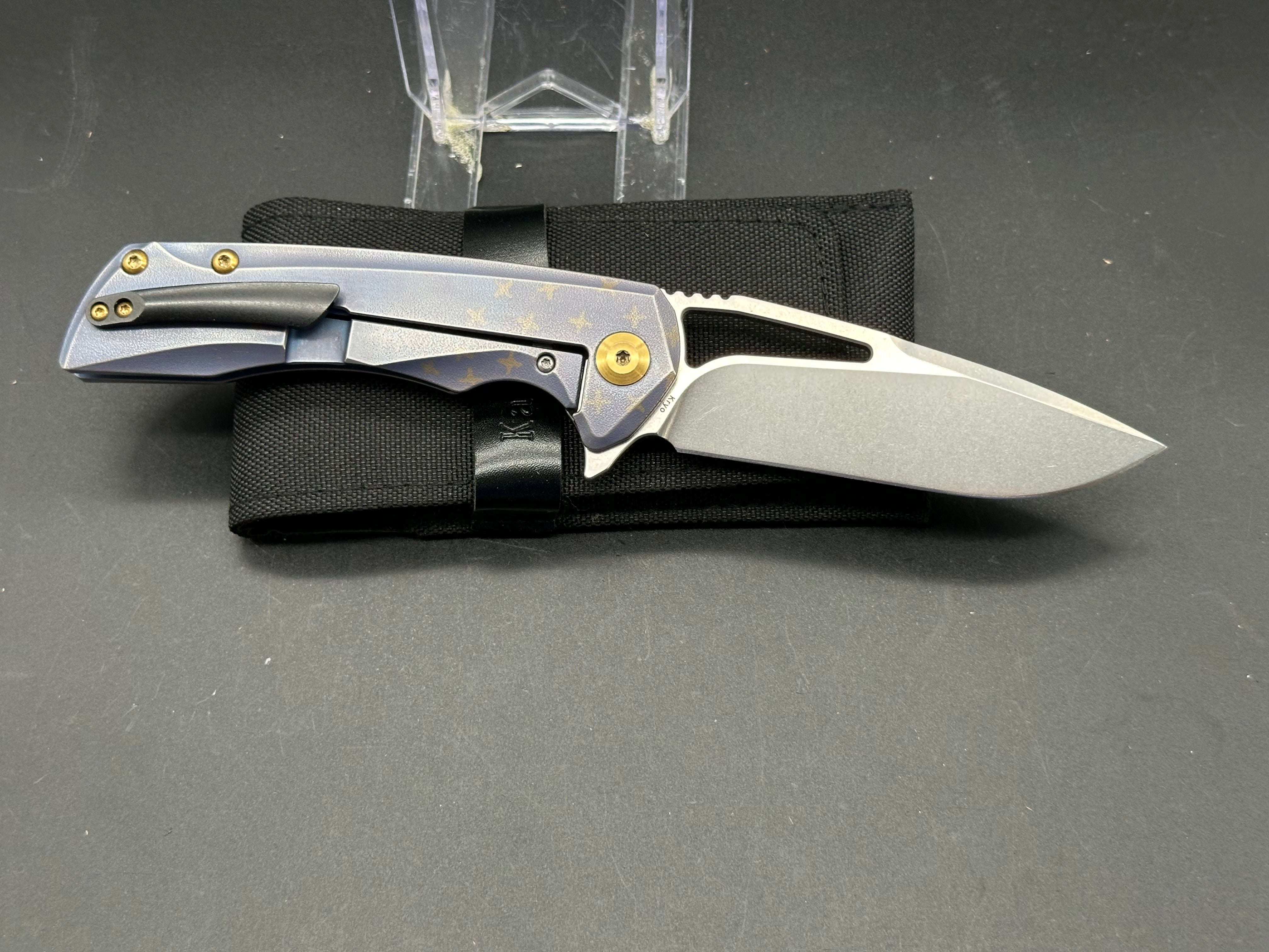 Kansept Kryo Frame Lock Folding Knife - Blue Titanium Handle, EDC Pocket Knife for Outdoor, Camping, Hiking & Everyday Carry