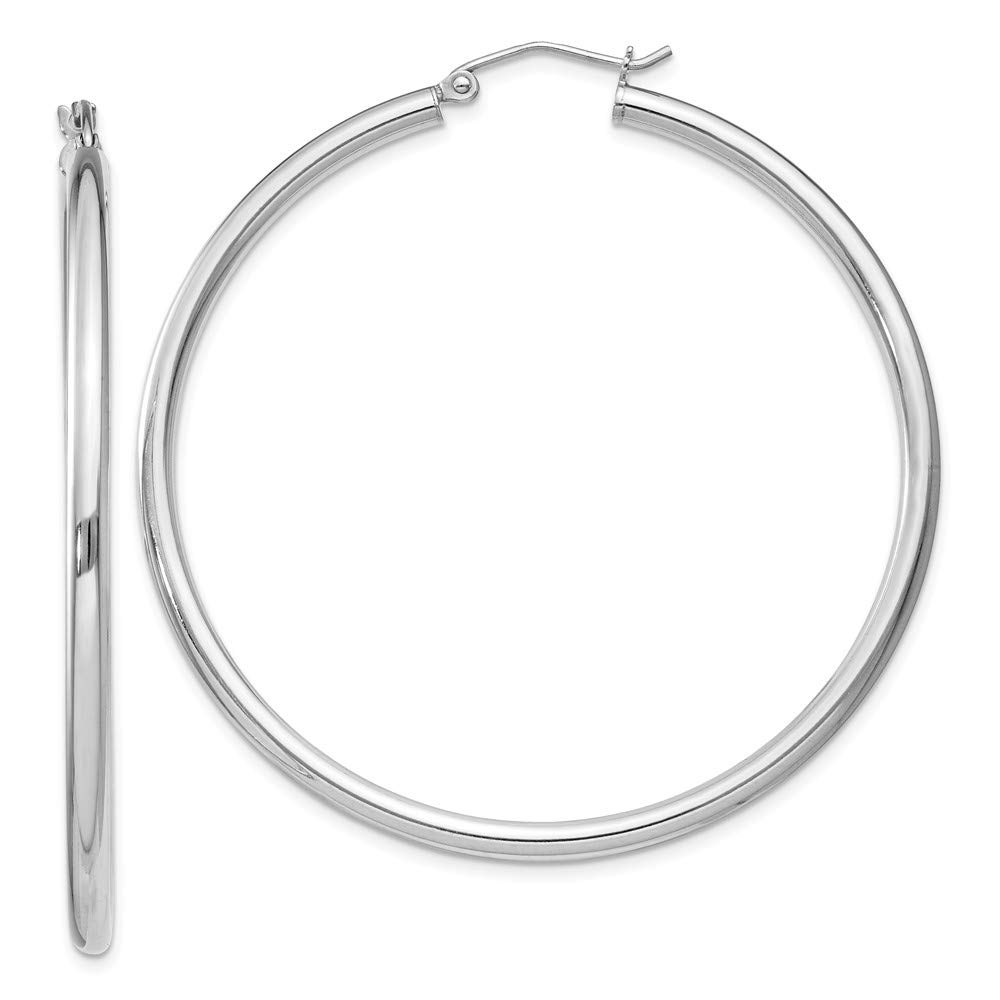 925 Sterling Silver 2.5mm Round Hoop Earrings - 52mm x 50mm | Hypoallergenic Dainty Everyday Jewelry for Women | Perfect for Work, Date Night & Gifts