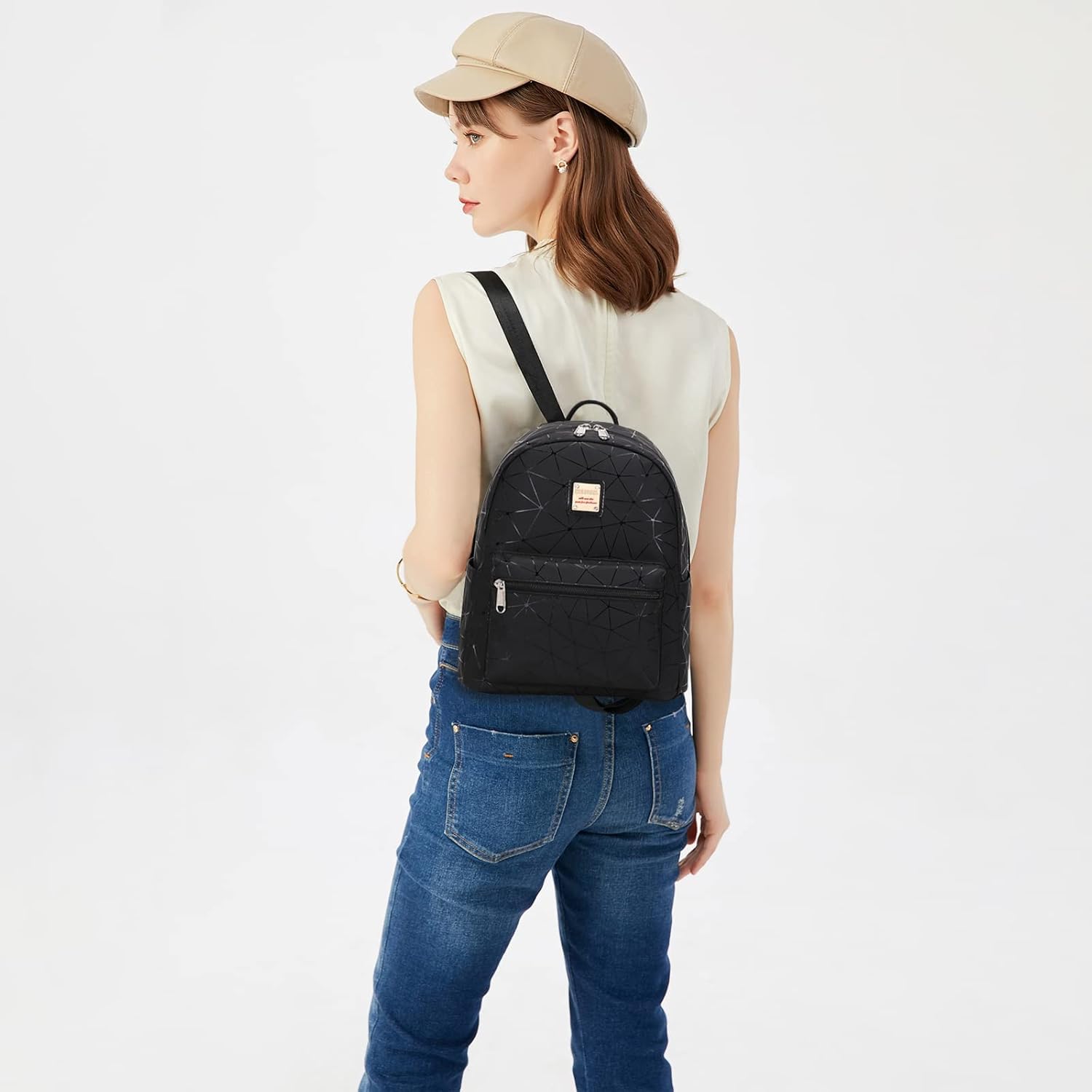 Stylish Black Mini Backpack for Women - 10L Synthetic Leather Small Purse Backpack with Multiple Pockets | Fashion Travel Shoulder Bag for Daily Use, Work, School & Outdoor Activities