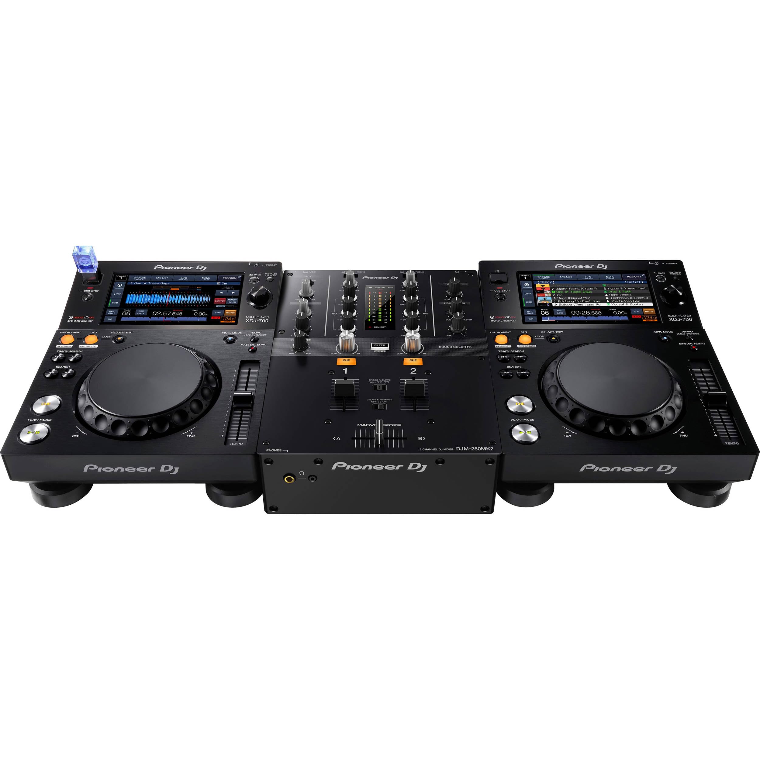 Pioneer DJM-250MK2 Professional 2-Channel DJ Mixer with PLX-500 White Direct Drive Turntables (Pair) - Perfect for Clubs, Home DJing & Music Production