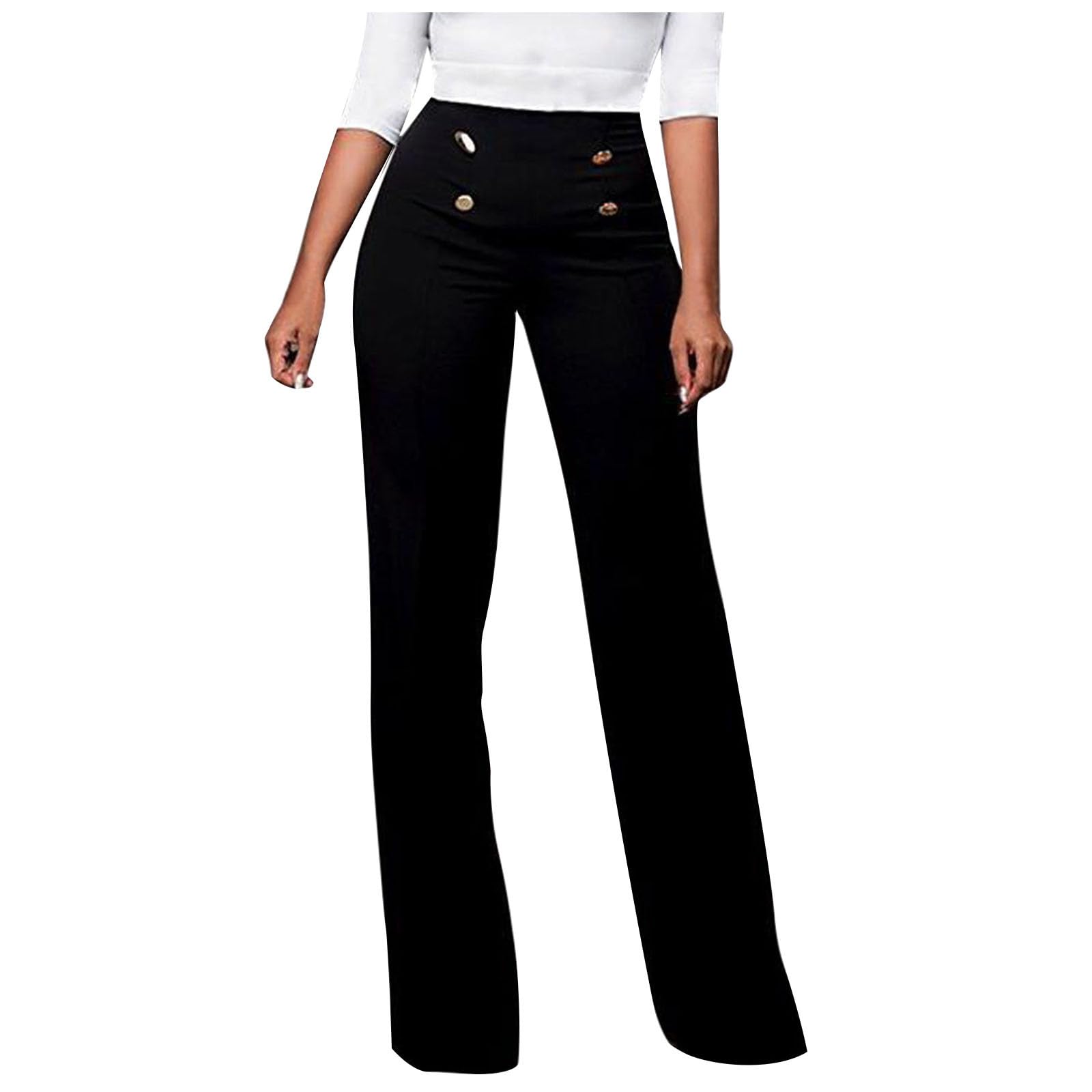 Uillui Women's High Waist Flared Dress Pants - Business Casual Stretchy Wide Leg Trousers for Work | Office Wear, Professional Outfits & Formal Occasions
