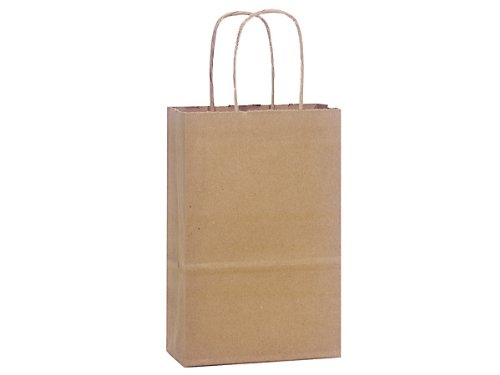 Eco-Friendly Brown Kraft Shopping Bags with Rose Design - 3 Packs (25 Bags Each) - 5.25