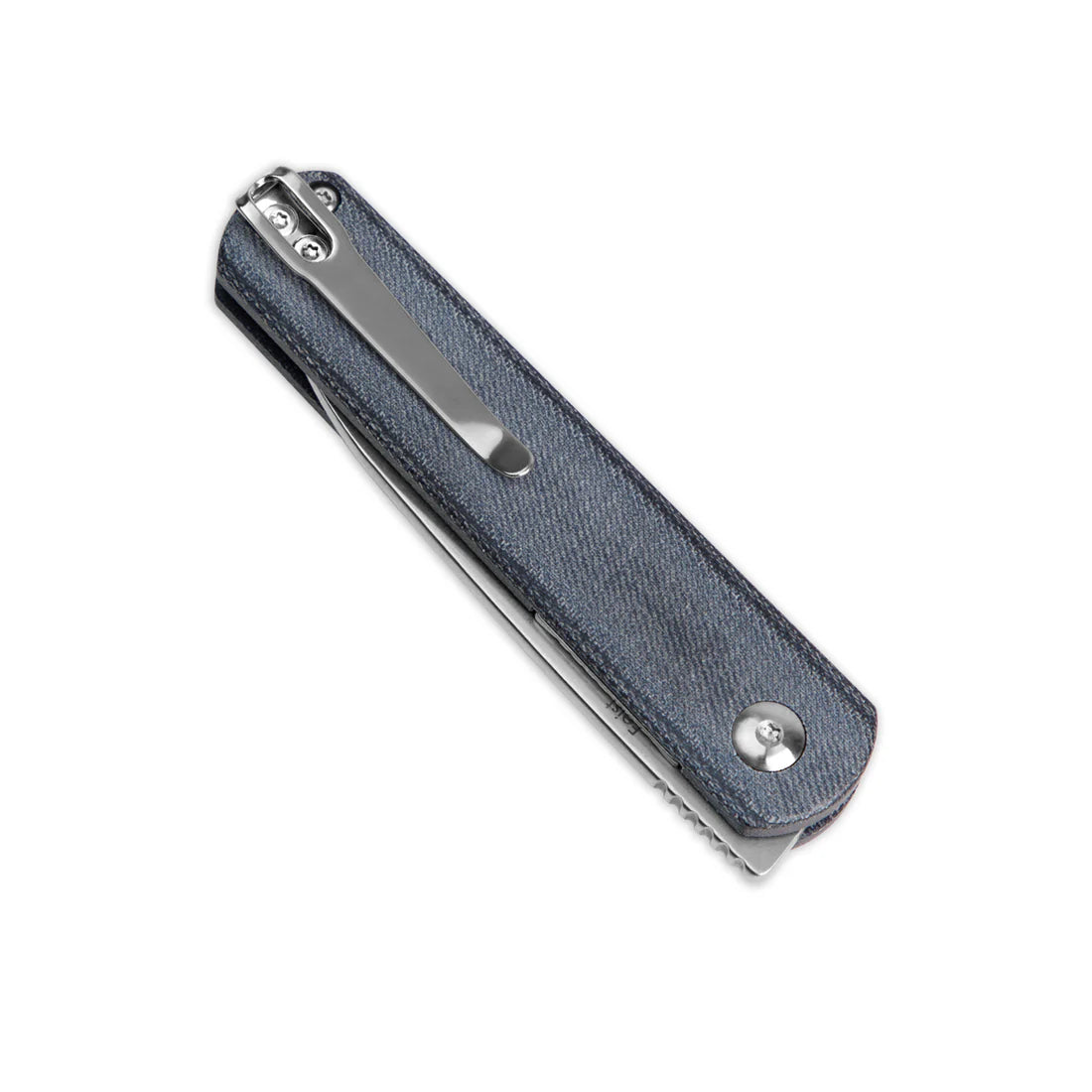 Kizer V3499C4 Vanguard Feist Folding Pocket Knife - Linerlock Front Flipper, Plain Drop Point Blade, Denim Micarta Handles - EDC, Outdoor, Camping & Survival Tool
