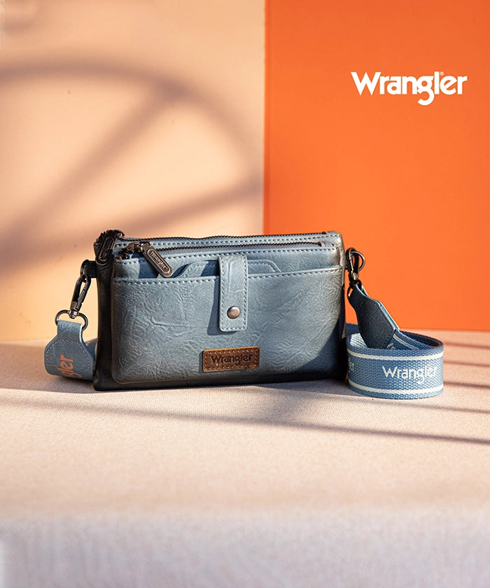 Wrangler Dual Zipper Crossbody Bag for Women & Men - Durable Travel Shoulder Bag with Adjustable Strap - Perfect for Hiking, Shopping & Everyday Use