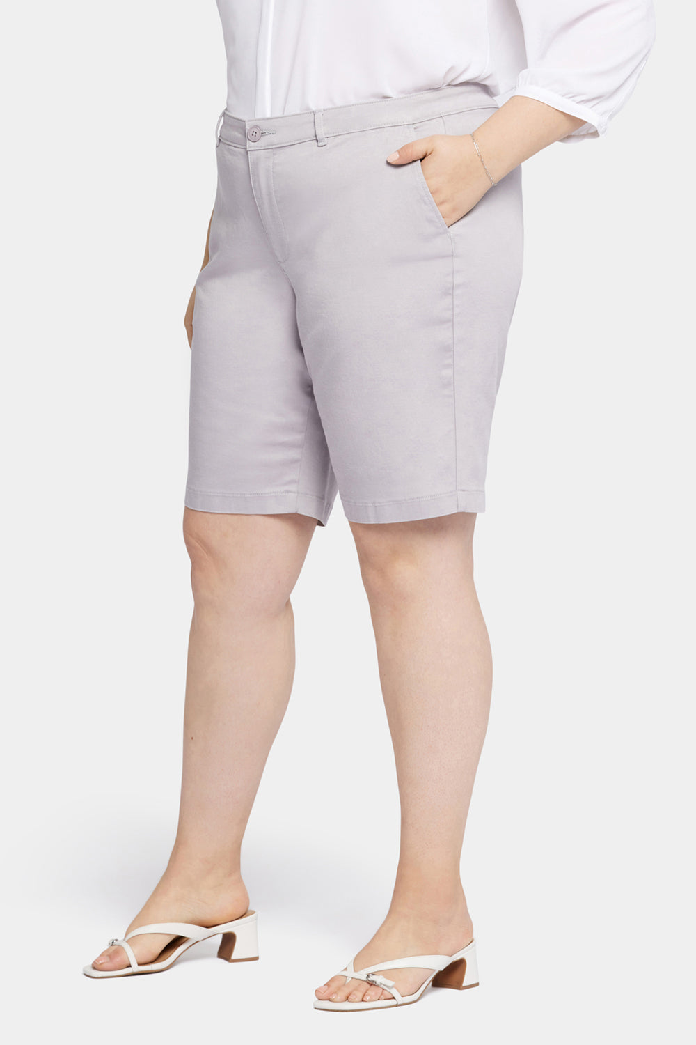 Plus Size Bermuda Shorts for Women - Pearl Grey | Comfortable Casual Wear for Summer & Beach Outings