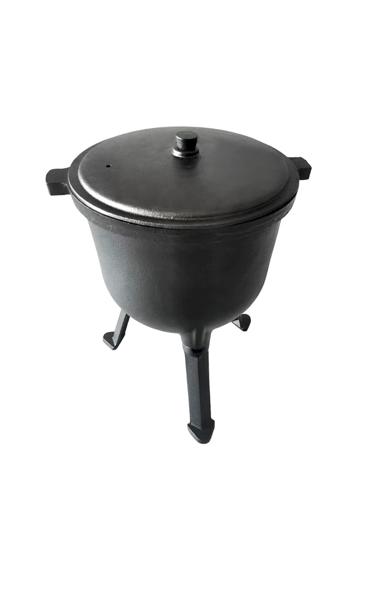 Heavy Duty 10L Cast Iron Pressure Cooker with Screw Down Lid - Straight Cast Iron Cookware for Camping, Outdoors & Home Cooking - Durable Black Kitchen Essential