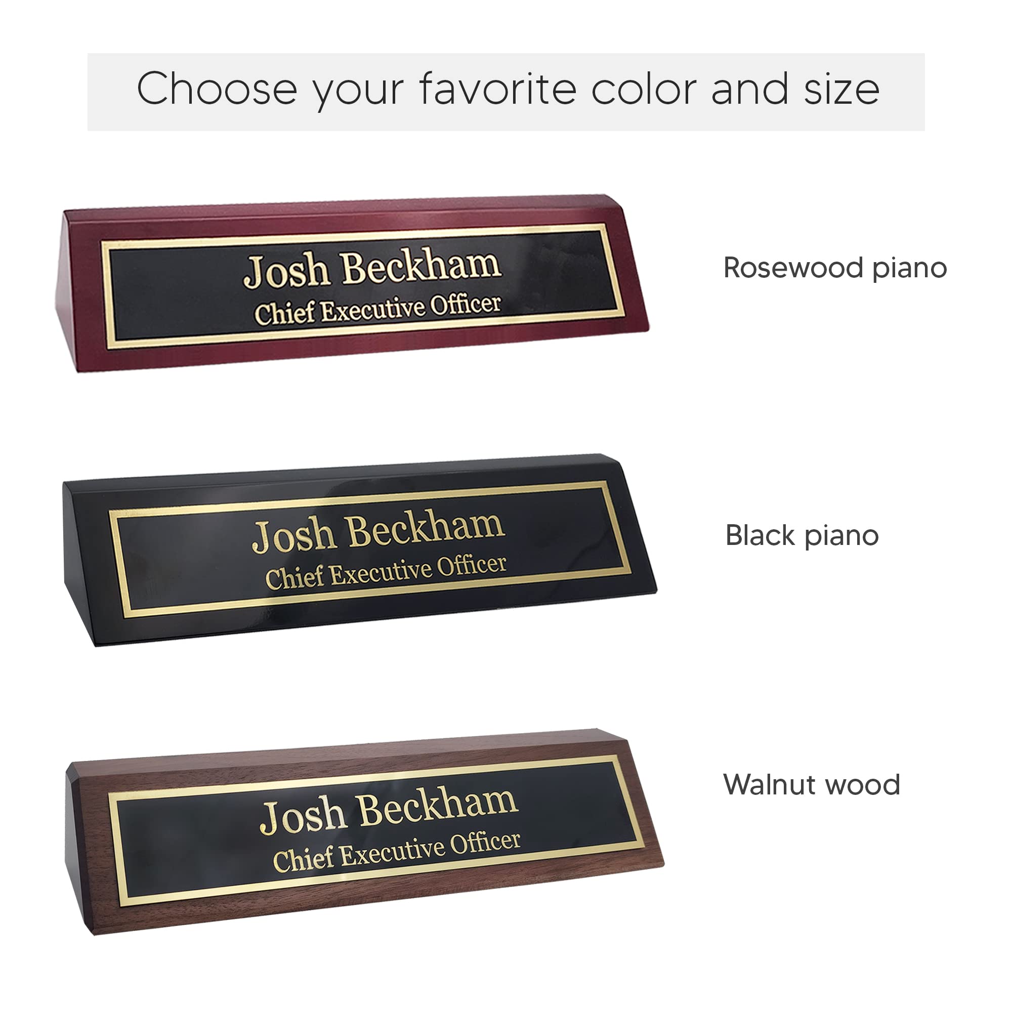 Custom Engraved Wood Name Plate for Desk - Personalized Office Name Sign with Elegant Black Piano Finish (2x10 Inches) | Perfect Desk Nameplate Gift for Professionals, Executive Office Decor & Home Office Accessories