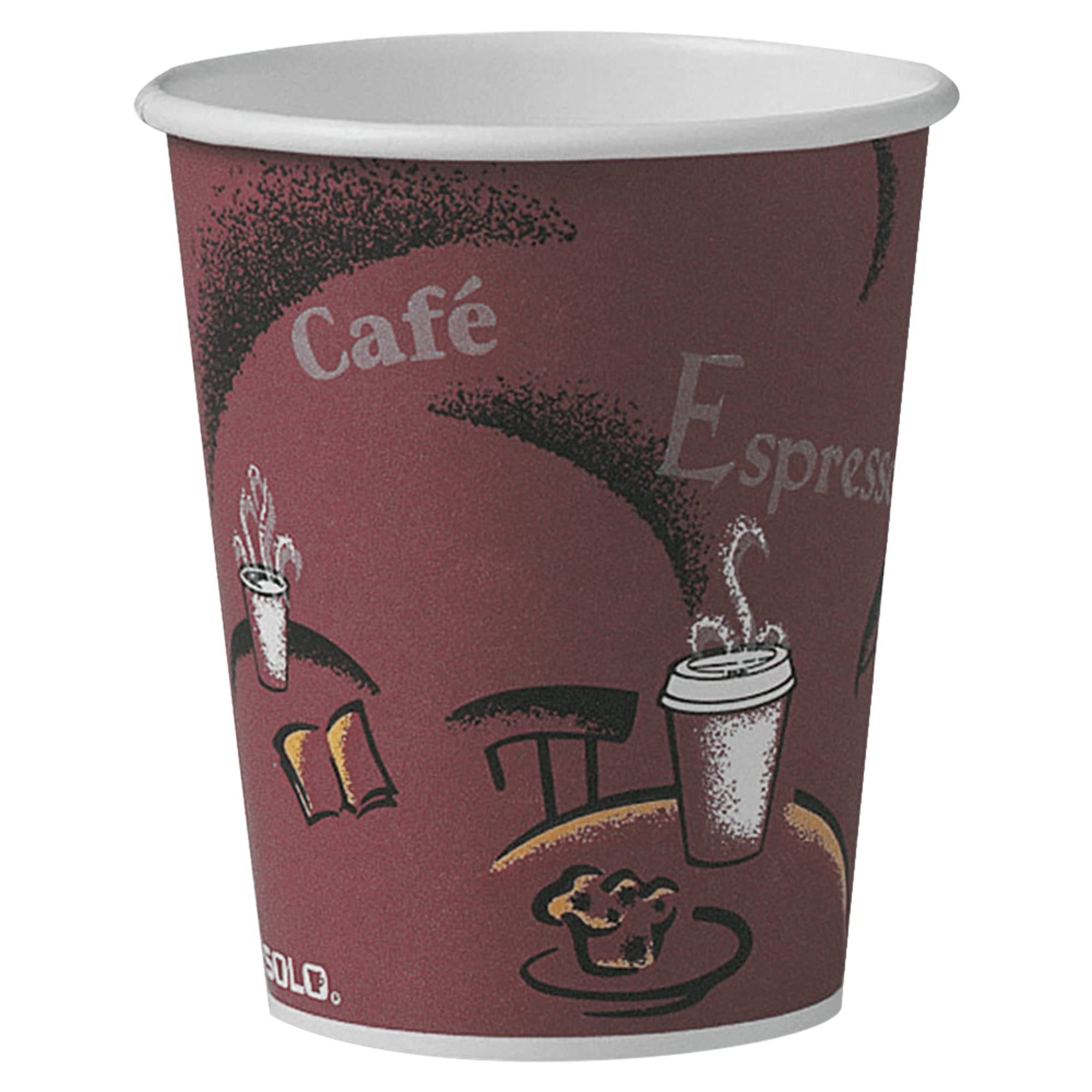 Solo® 10 Oz Maroon Paper Hot Cups - Pack of 300 | Disposable Coffee Cups for Office, Parties & Catering