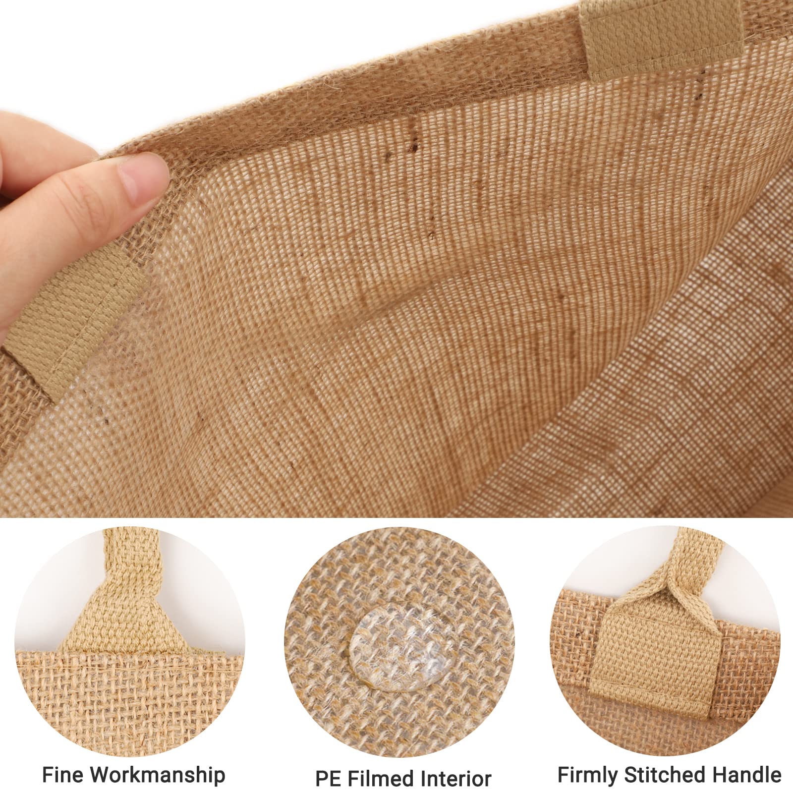 Segarty 12 Pack Large Reusable Jute Tote Bags - Eco-Friendly Burlap Canvas Gift Bags with Handles for Wedding, Bridesmaid, Grocery Shopping, Beach & Bachelorette Party | Bulk Blank Totes for DIY Crafts, Market Bags & Everyday Use