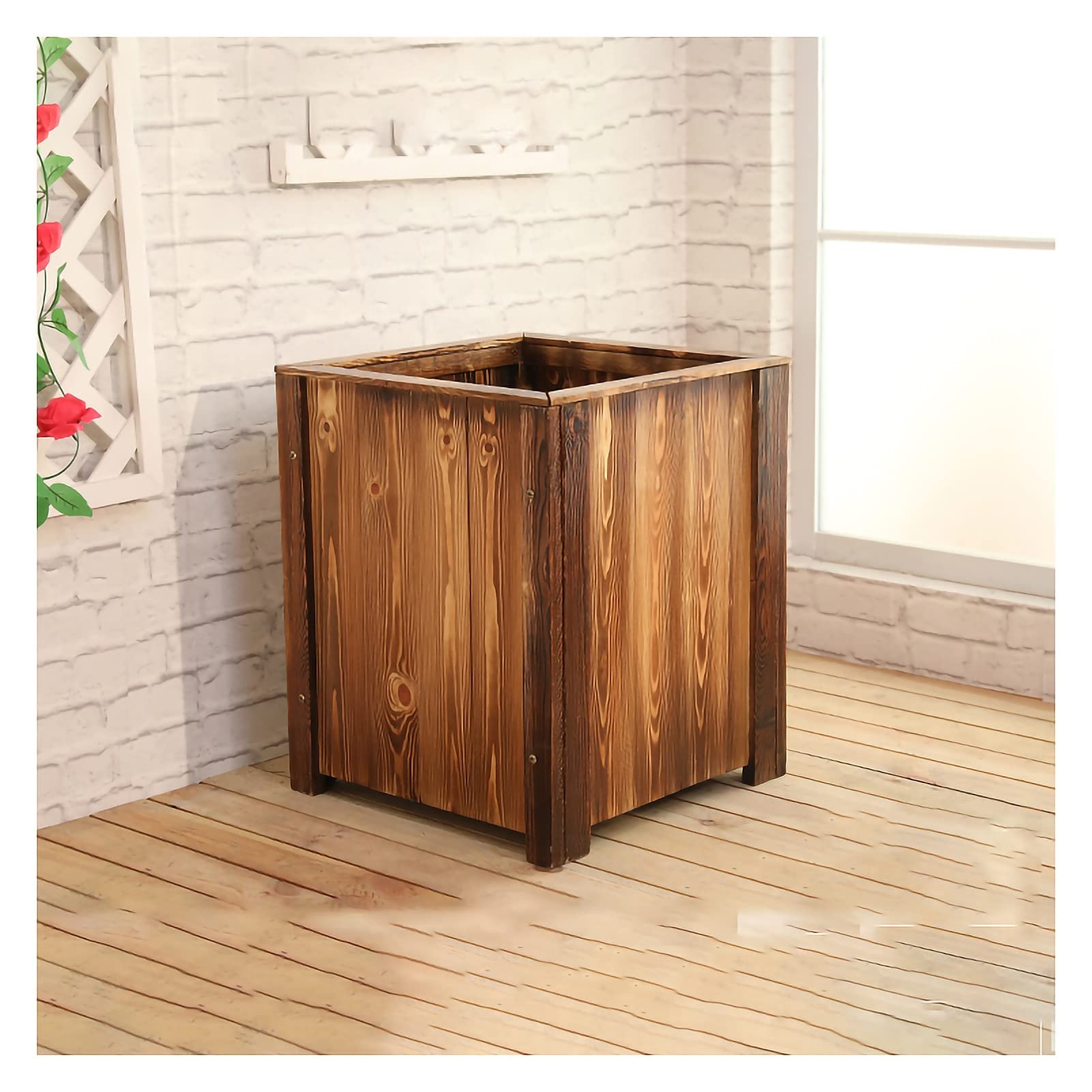 **Pine Wood Elevated Raised Garden Bed Planter Box 50x50x50cm - Outdoor Square Planting Stand for Vegetables, Flowers, Herbs - Brown - Perfect for Patio, Backyard & Urban Gardening**