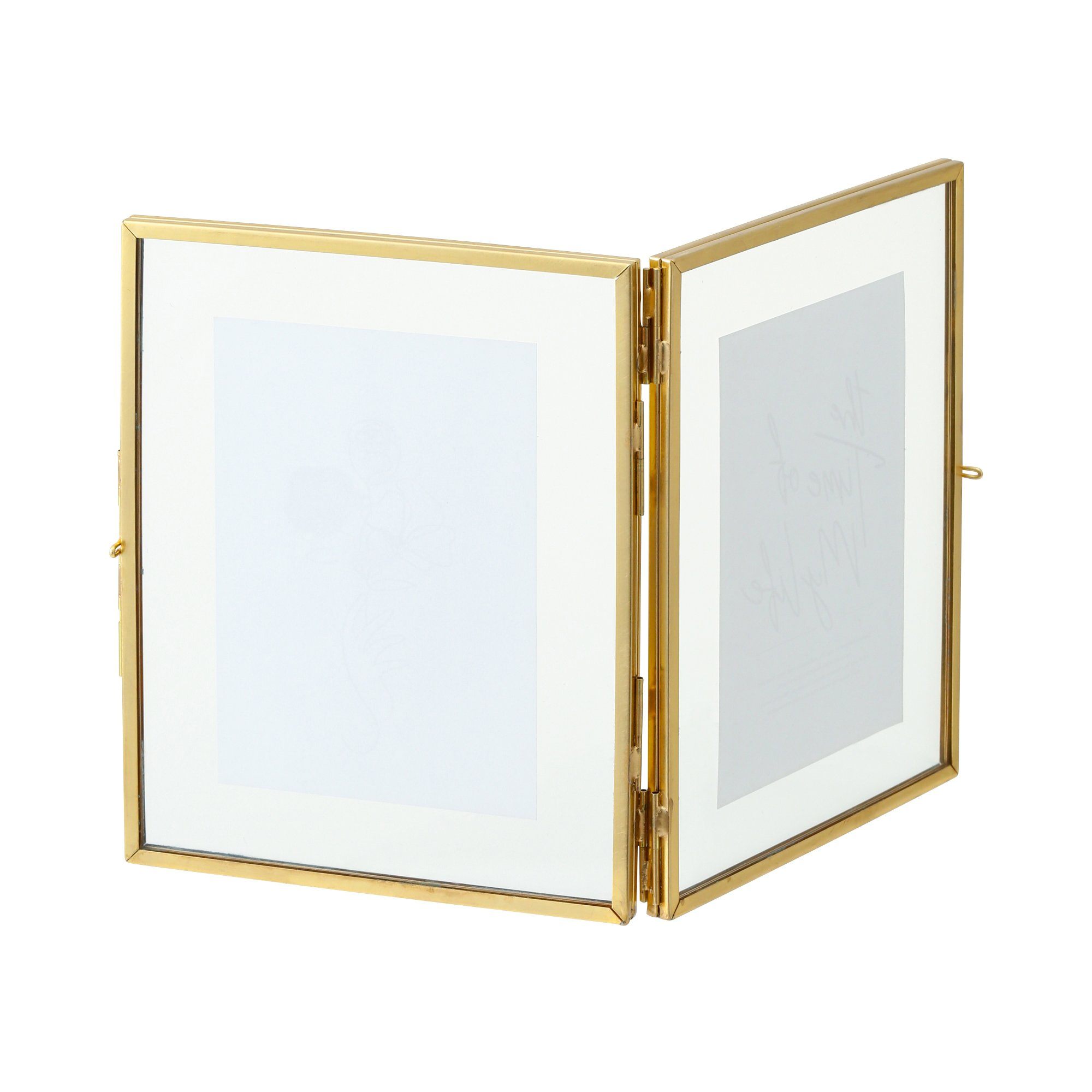 Premium Gold Metal Glass Frame with 2 Windows - Elegant Home & Office Decor for Picture Display and Wall Art