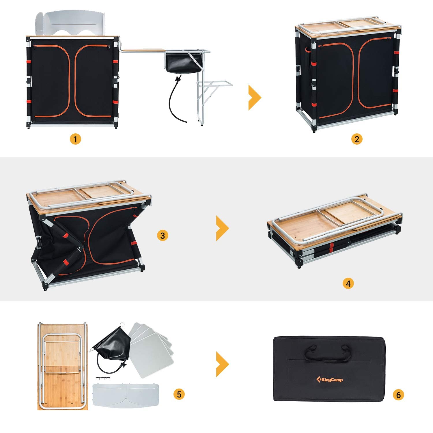 KingCamp Outdoor Shower Tent - Portable Camping Dressing Room & Shelter with Foldable Kitchen Table & Storage Organizer | Perfect for Camping, Beach, RV Trips & Outdoor Adventures