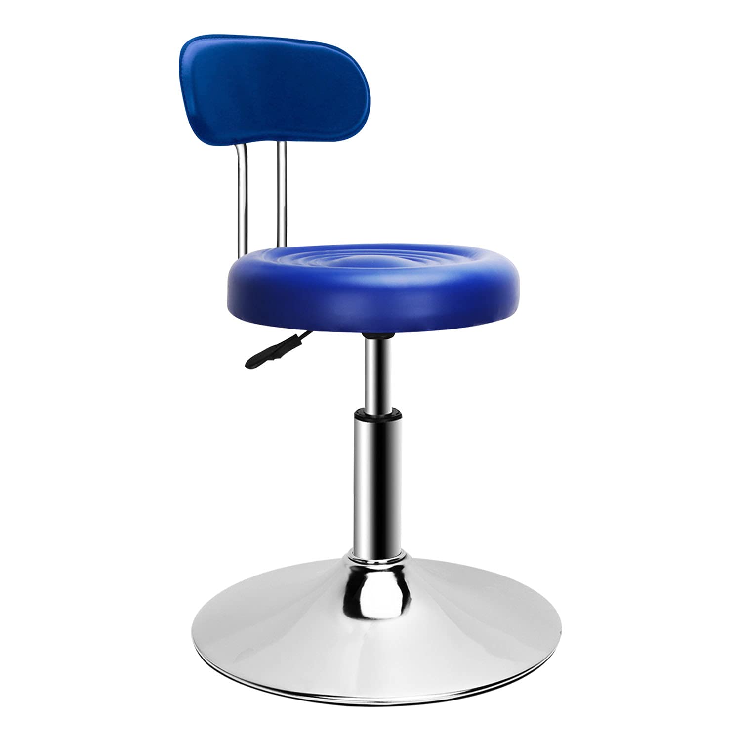 Adjustable Height Modern Round Bar Stool with Backrest - Swivel Office Kitchen Counter Stool for Home, Salon, Cafe & Restaurant (Blue) - Perfect for Breakfast Bars, Kitchen Islands & Reception Areas