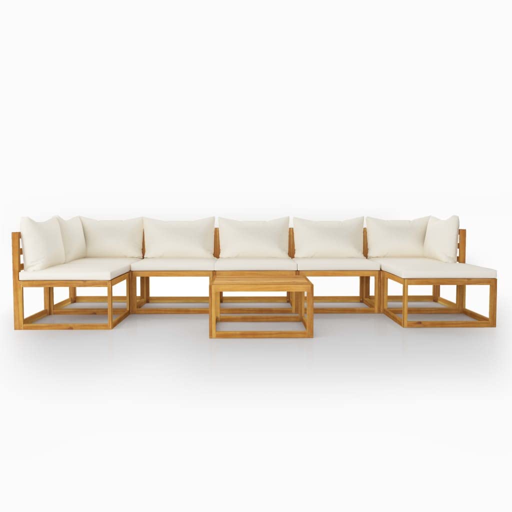 8-Piece VidaXL Patio Lounge Set - Outdoor Garden Furniture with Sectional Sofa, Cushions & Coffee Table - Modern Acacia Wood Design - Perfect for Backyard, Poolside & Patio Relaxation