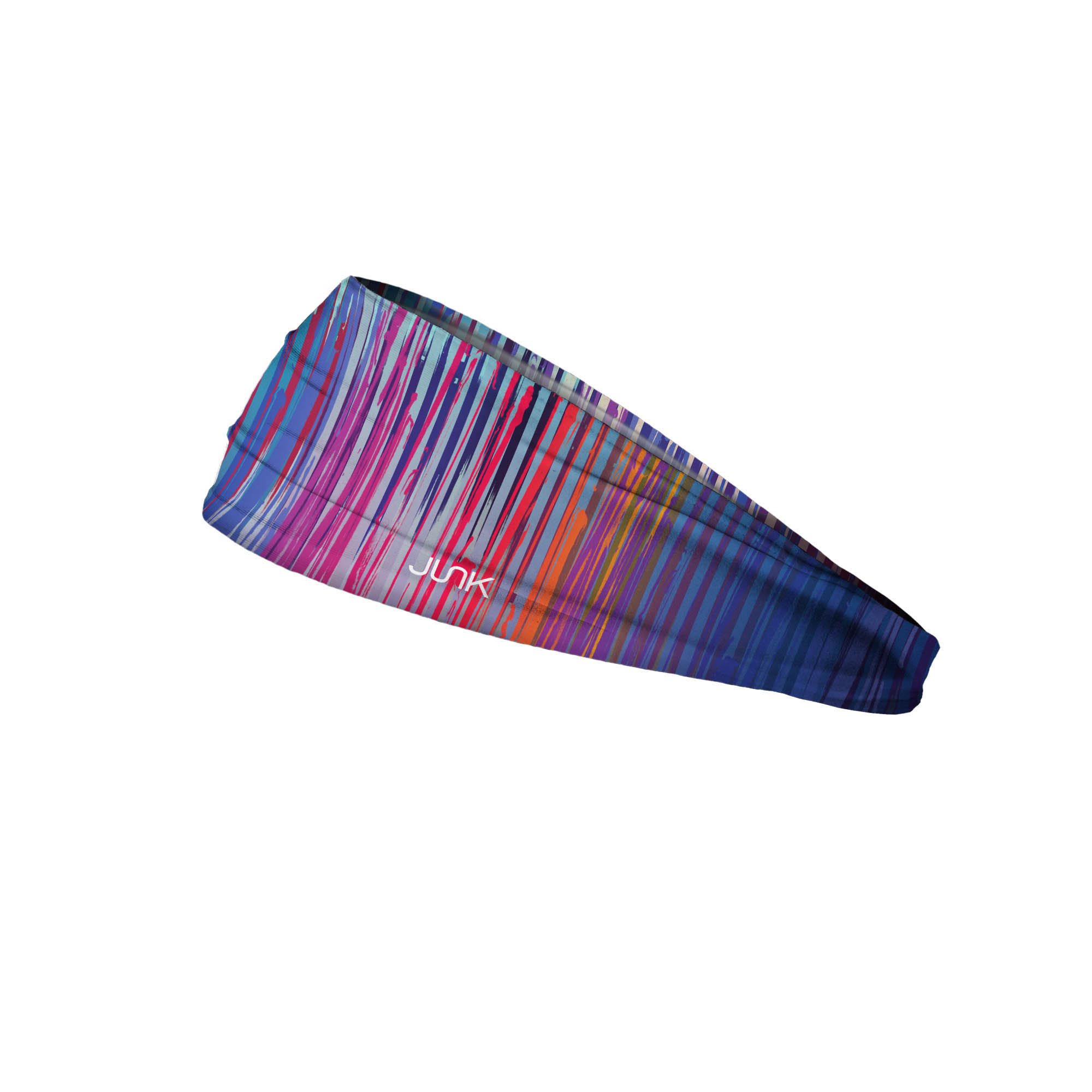 JUNK Brands Black Rock Rave Big Bang Lite Headband - Blue & Pink Adjustable Sweatband for Women & Men - One Size Fits All - Perfect for Workouts, Running, Yoga & Sports Activities